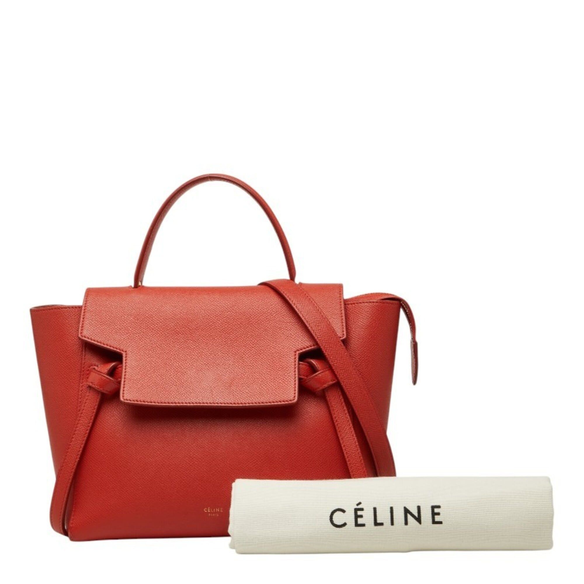 Celine Celine Belt Bag Micro Handbag Shoulder 2WAY Orange Leather Women's CELINE Size ONE SIZE - 13 Thumbnail