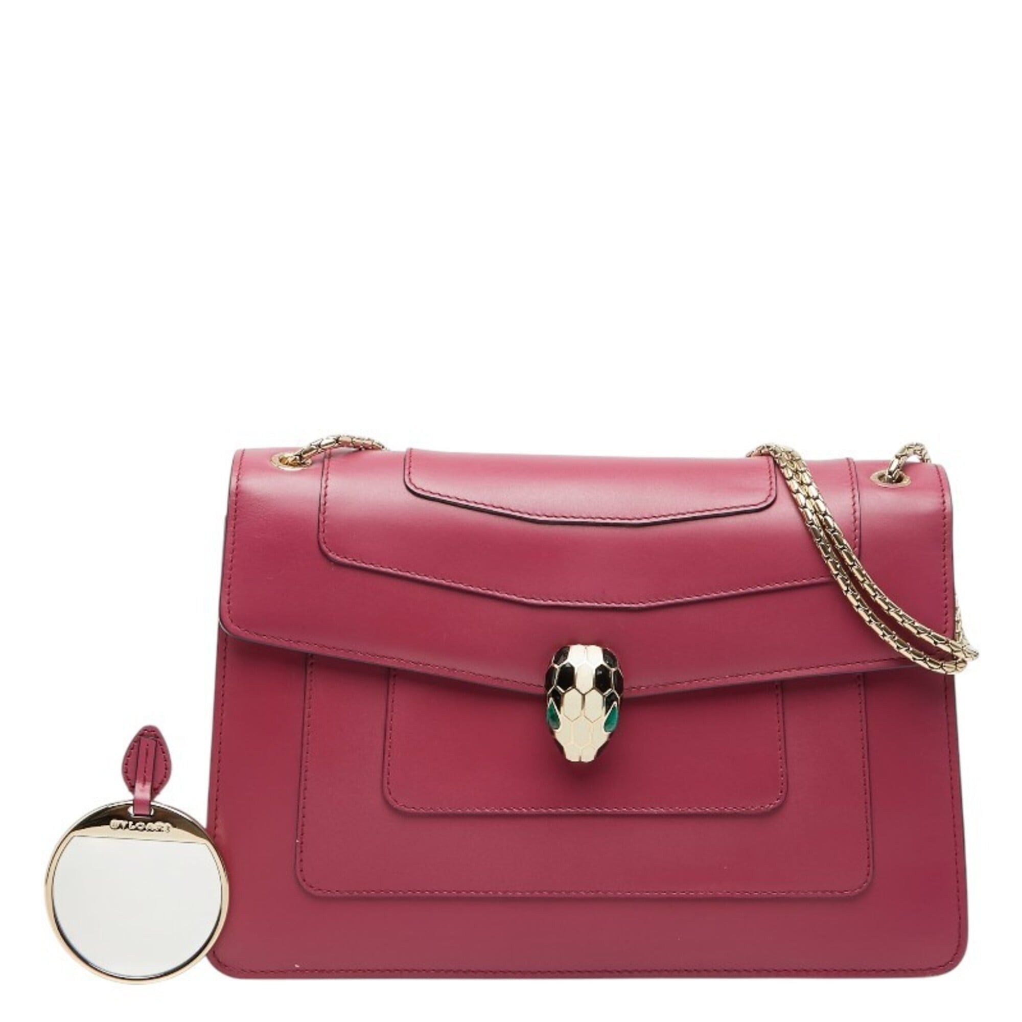 Bvlgari BVLGARI Serpenti Forever Chain Shoulder Bag 280148 Berry Tourmaline Pink Leather Onyx Women's Size ONE SIZE - 12 Thumbnail