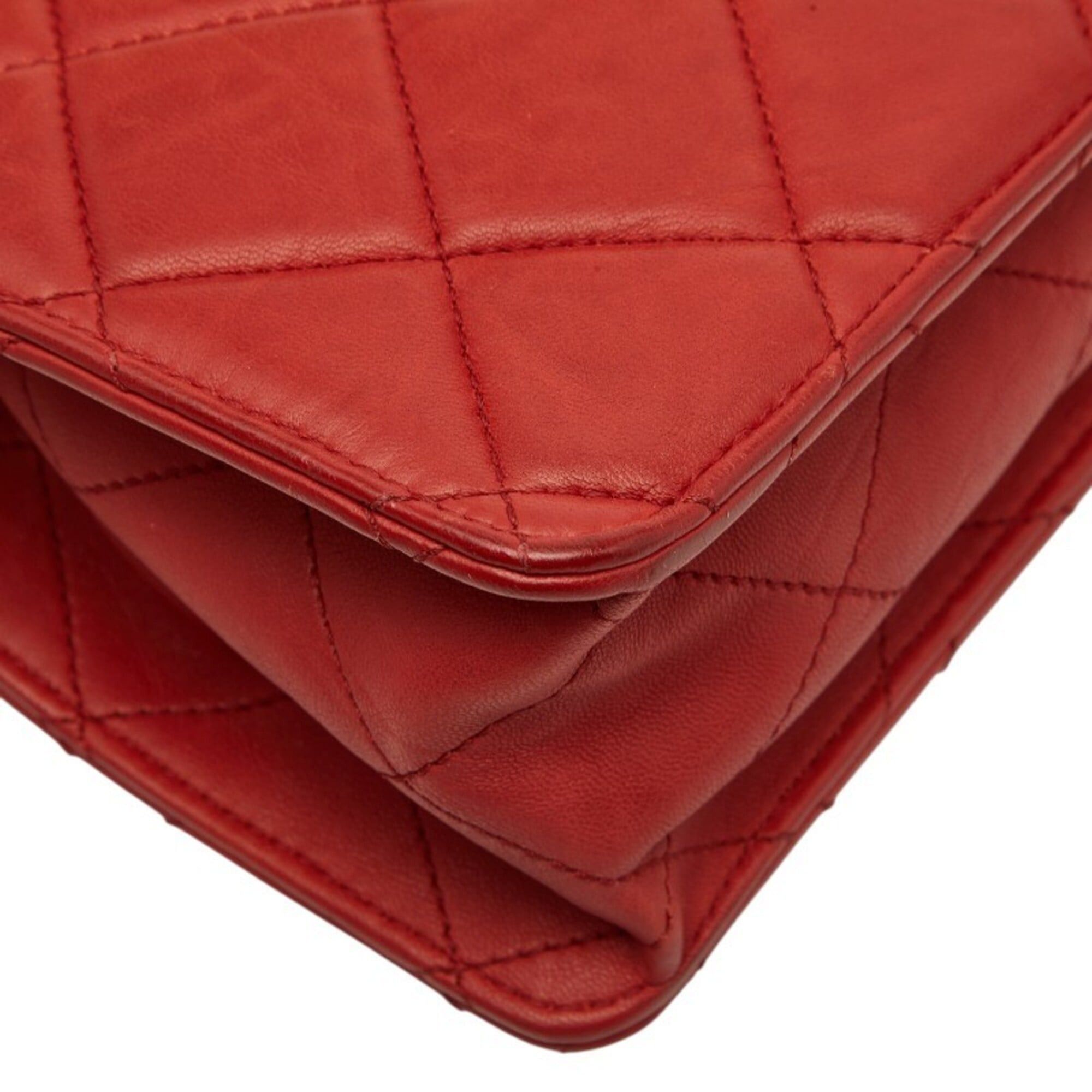 Chanel Chanel 2.55 Coco Mark Matelassé Chain Shoulder Bag Handbag 2WAY Red Leather Women's CHANEL Size ONE SIZE - 7 Thumbnail