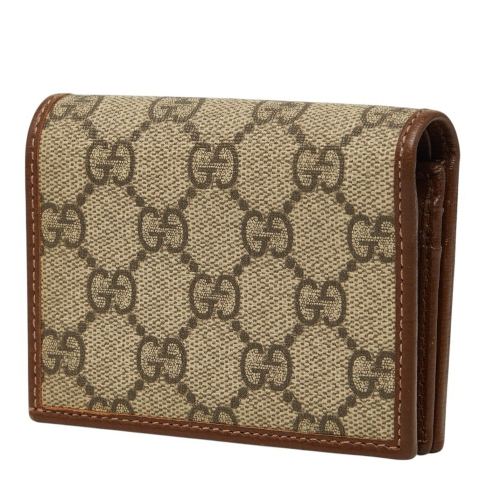 Gucci Gucci GG Supreme Horsebit 1955 Bi-fold Wallet Compact 621887 Beige Brown Leather Women's GUCCI Size ONE SIZE - 2 Thumbnail