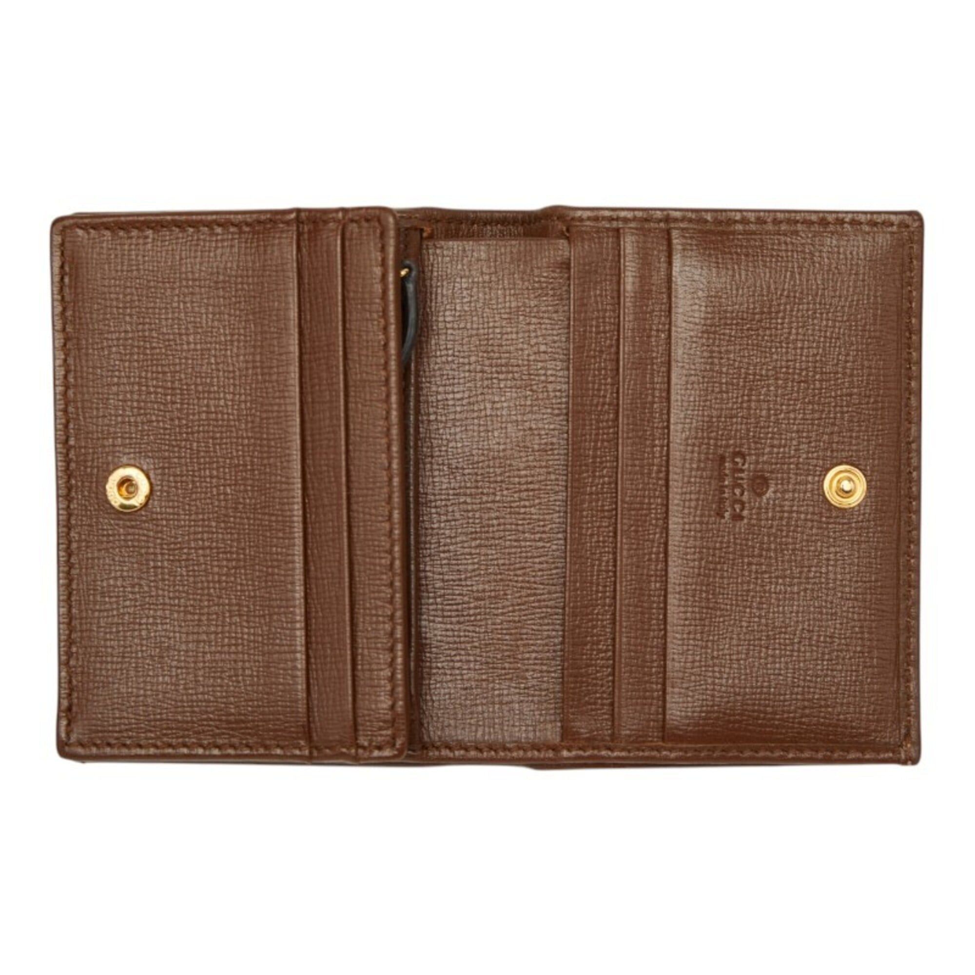 Gucci Gucci GG Supreme Horsebit 1955 Bi-fold Wallet Compact 621887 Beige Brown Leather Women's GUCCI Size ONE SIZE - 6 Thumbnail