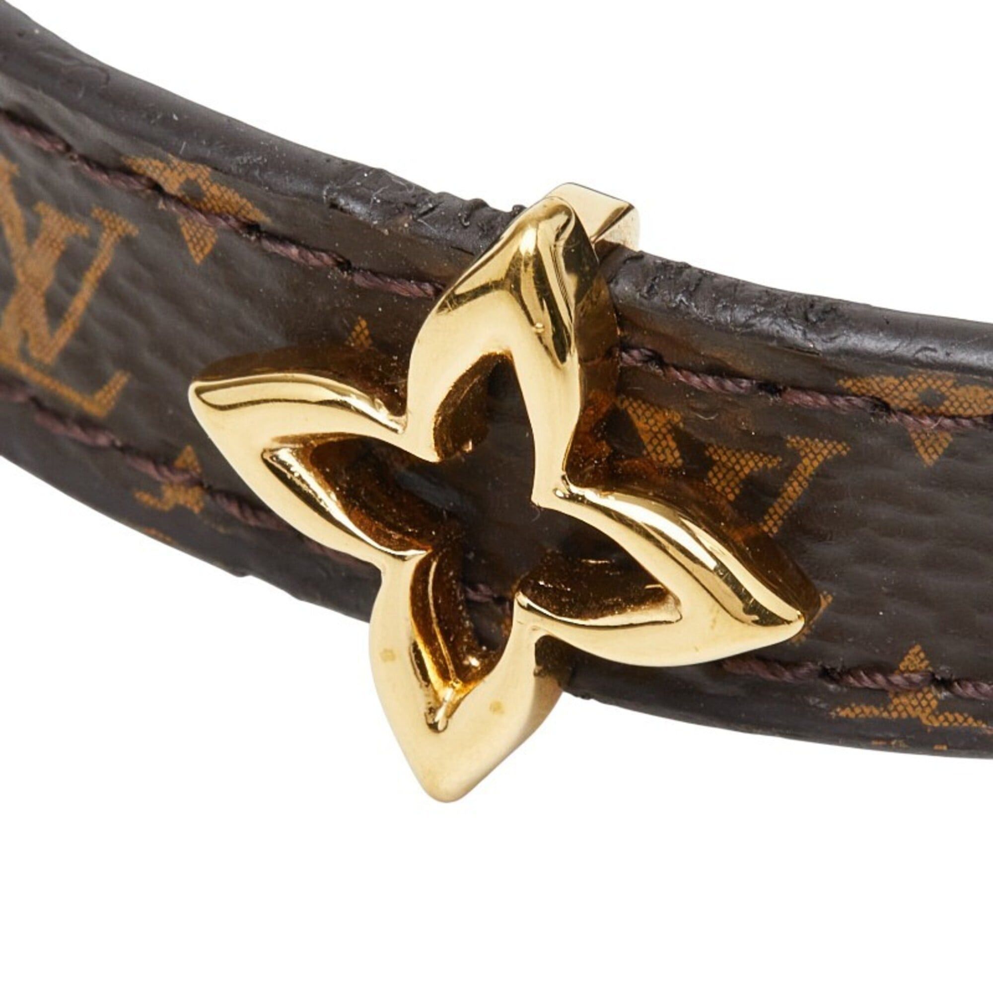 Louis Vuitton Louis Vuitton Monogram Bracelet Blooming #17 M6534 Brown Leather Women's LOUIS VUITTON Size ONE SIZE - 3 Thumbnail