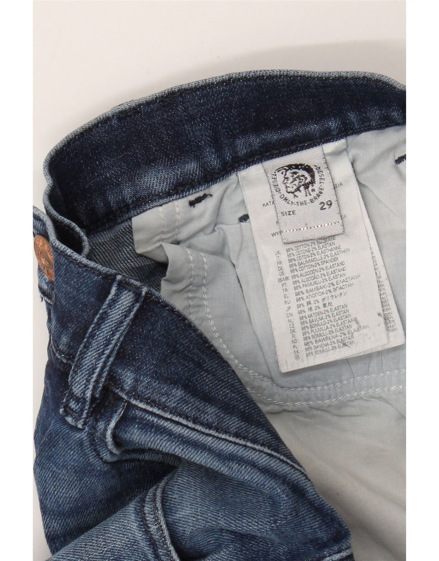 Diesel Womens Larkee Distressed Skinny Jeans W29 L30 Blue Cotton Size 42" / US 20 - 3 Thumbnail
