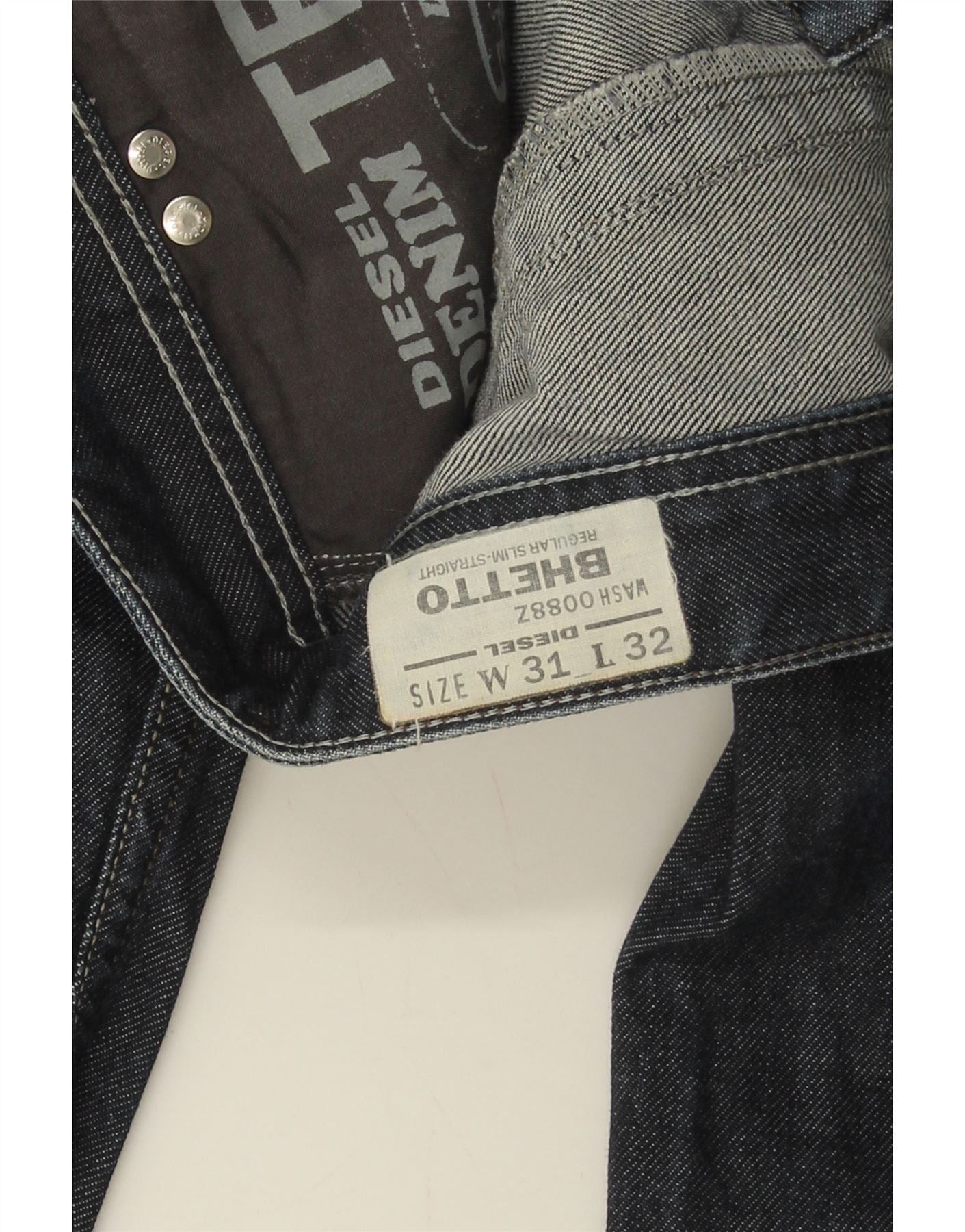 Diesel Mens Bhetto Regular Slim Straight Jeans W31 L32 Blue Cotton Size US 31 - 3 Thumbnail