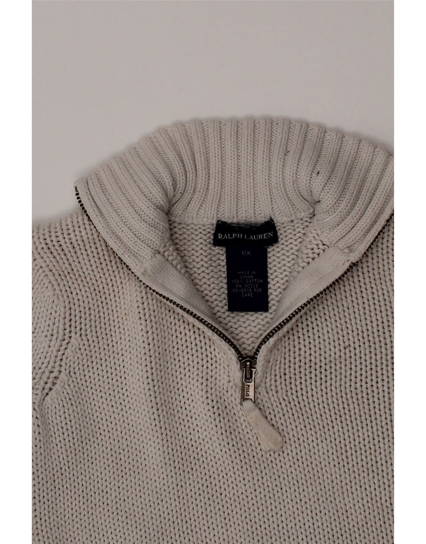 Ralph Lauren Boys Zip Neck Jumper Sweater 5-6 Years Grey Cotton Size XXL / US 16-18 / IT 52-54 - 4 Thumbnail