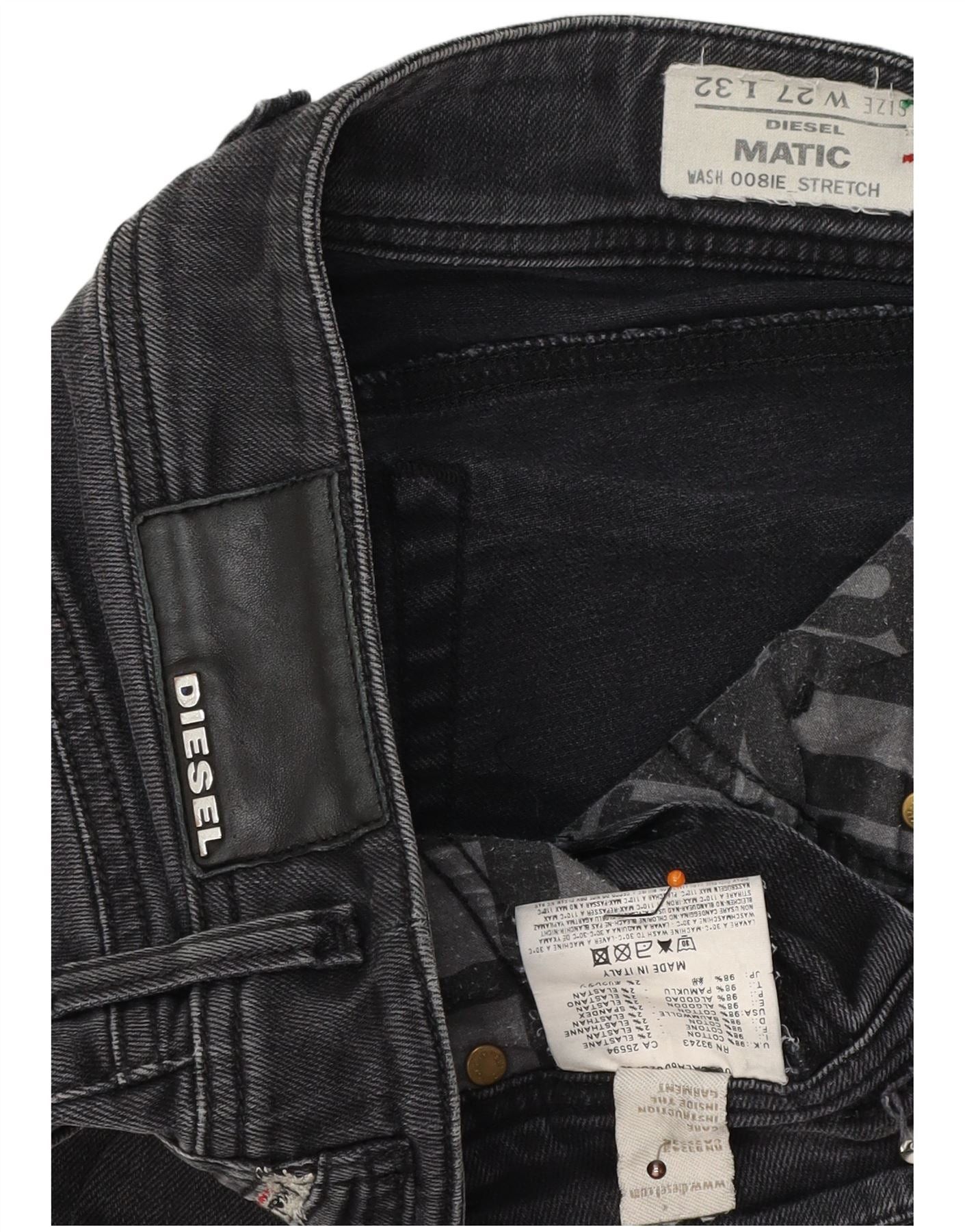 Diesel Womens Matic Slim Jeans W27 L32 Black Cotton Size 42" / US 20 - 3 Thumbnail