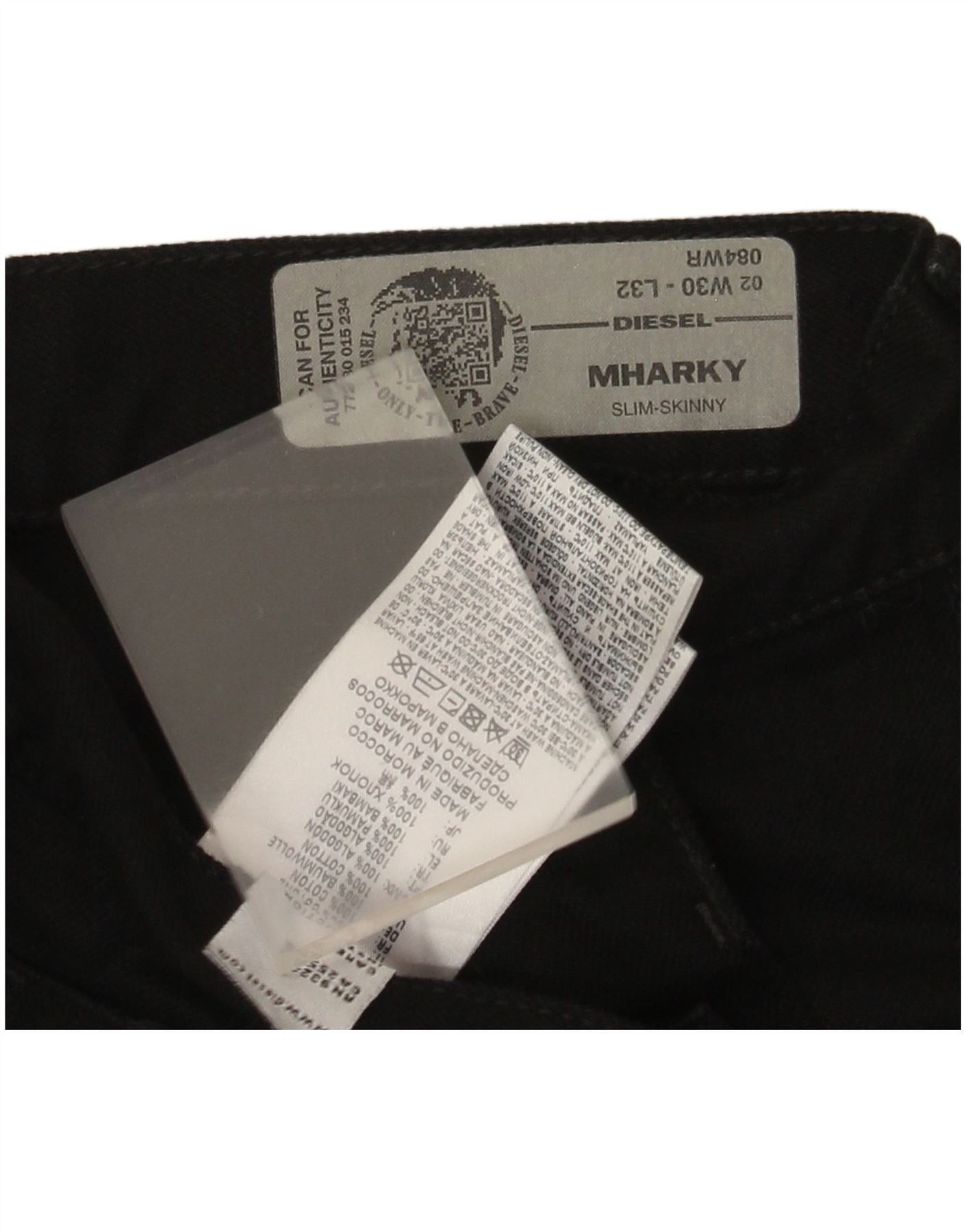 Diesel Mens Mharky Distressed Slim Skinny Jeans W30 L29 Black Cotto Size US 30 / EU 46 - 3 Thumbnail