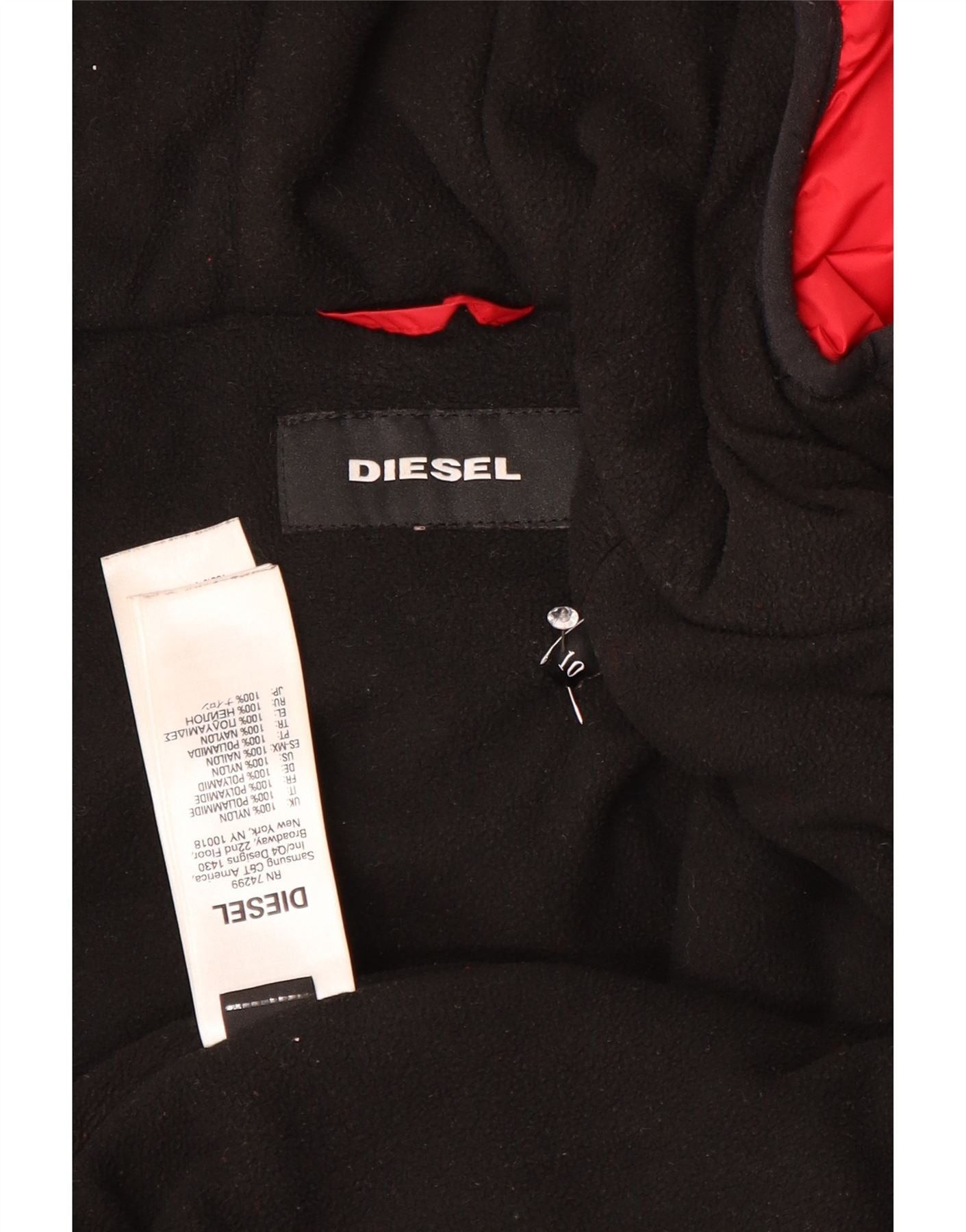 Diesel Boys Graphic Hooded Bomber Jacket 9-10 Years Red Nylon Size M / US 6-8 / IT 42-44 - 3 Thumbnail