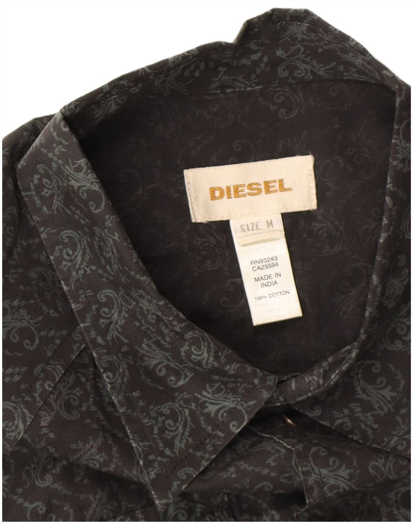 Diesel Mens Shirt Medium Black Paisley Cotton Size US M / EU 48-50 / 2 - 3 Thumbnail