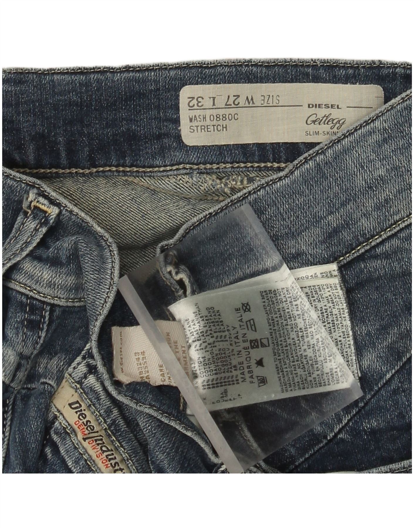 Diesel Womens Gagette Slim Skinny Jeans W27 L32 Blue Cotton Size 42" / US 20 - 4 Thumbnail