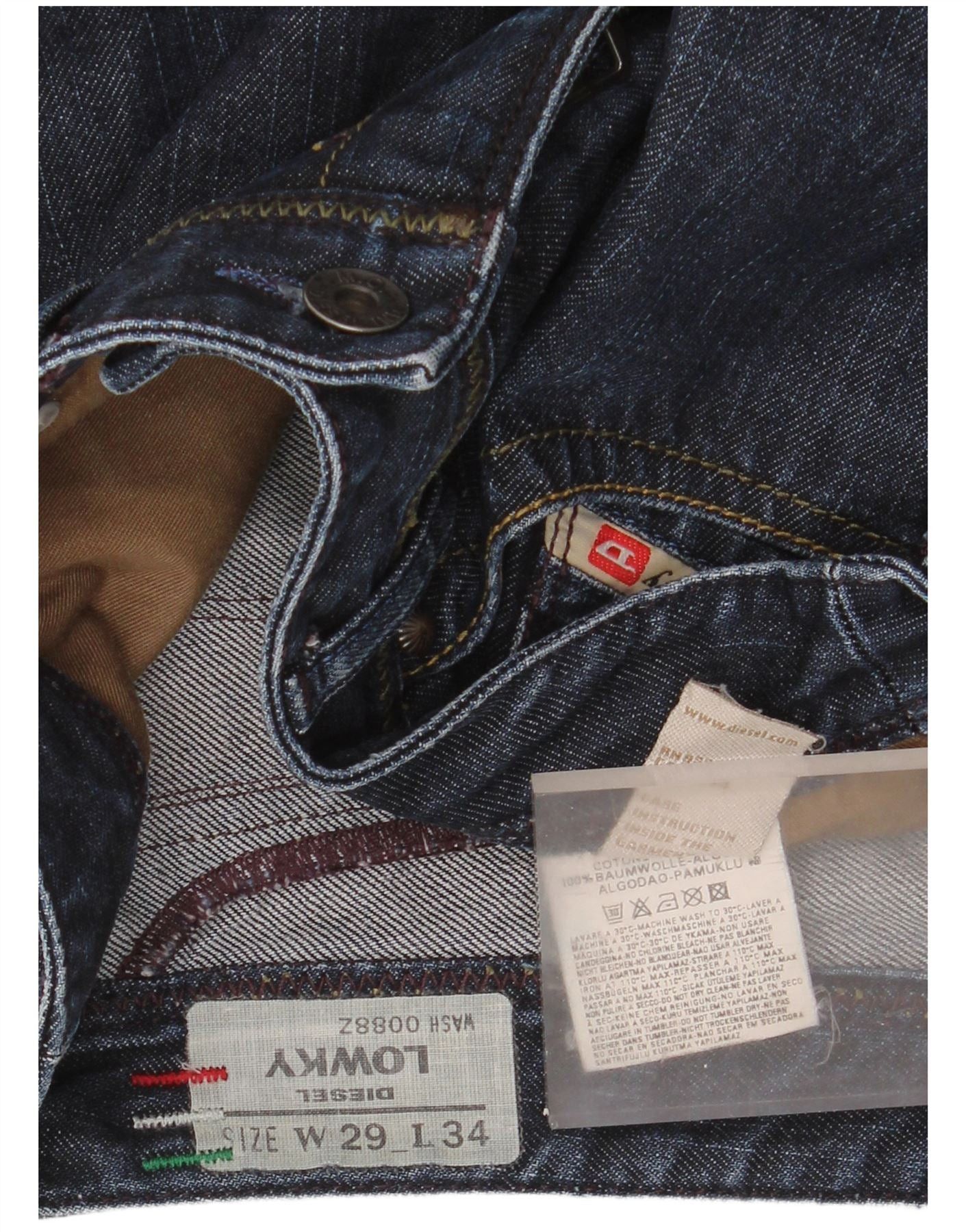 Diesel Womens Lowky Straight Jeans W29 L30 Navy Blue Cotton Size 42" / US 20 - 3 Thumbnail