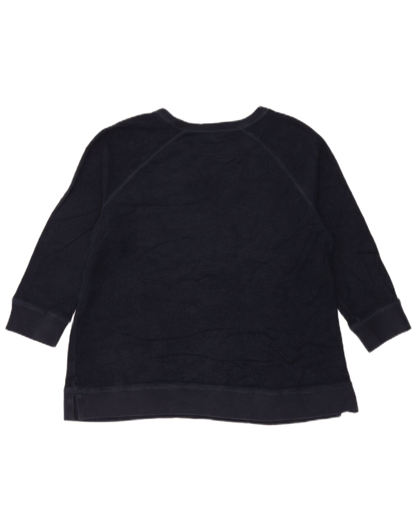 Ralph Lauren Womens 3/4 Sleeve Sweatshirt Jumper UK 18 XL Navy Blue Cotto Size L / US 10 / IT 46 - 2 Thumbnail