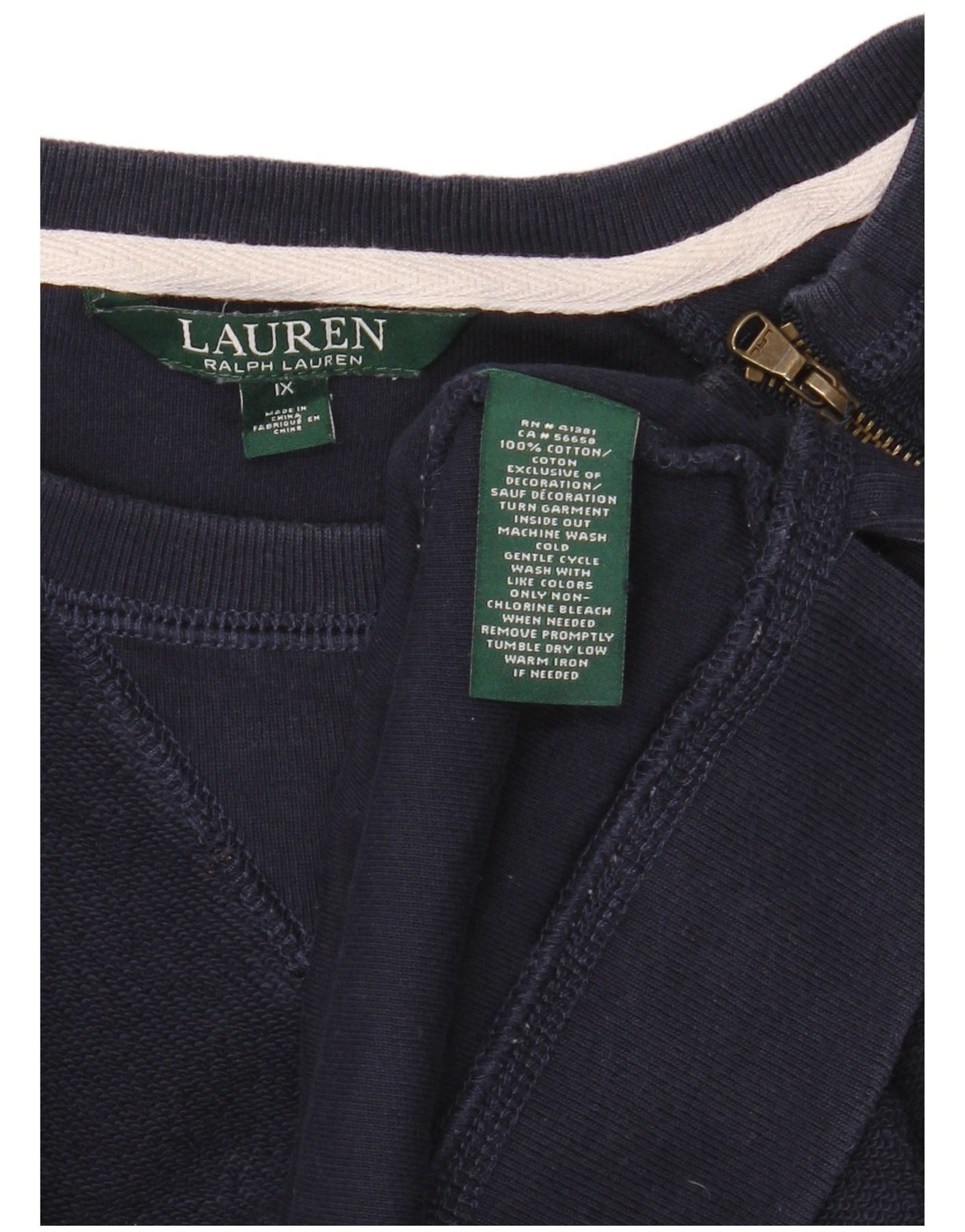 Ralph Lauren Womens 3/4 Sleeve Sweatshirt Jumper UK 18 XL Navy Blue Cotto Size L / US 10 / IT 46 - 3 Thumbnail