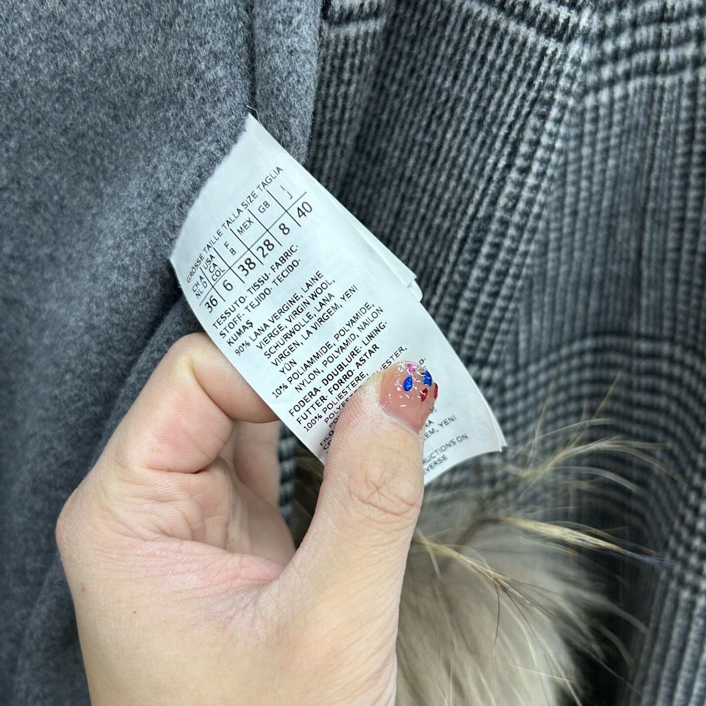 Max Mara MaxMara Houndstooth Fur Trim Coat Size FR 38 Size S / US 4 / IT 40 - 5 Thumbnail