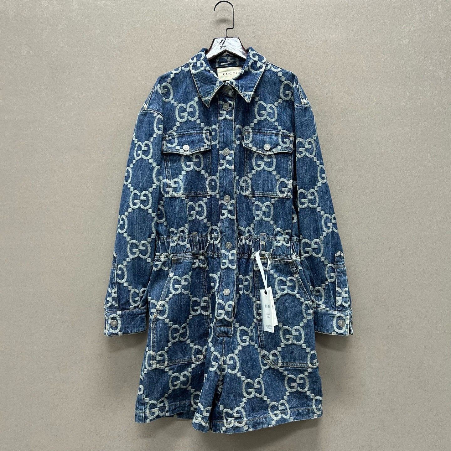 Gucci Gucci Monogram Denim Jumpsuit Size 44 Size 30" / US 8 / IT 44 - 2 Thumbnail