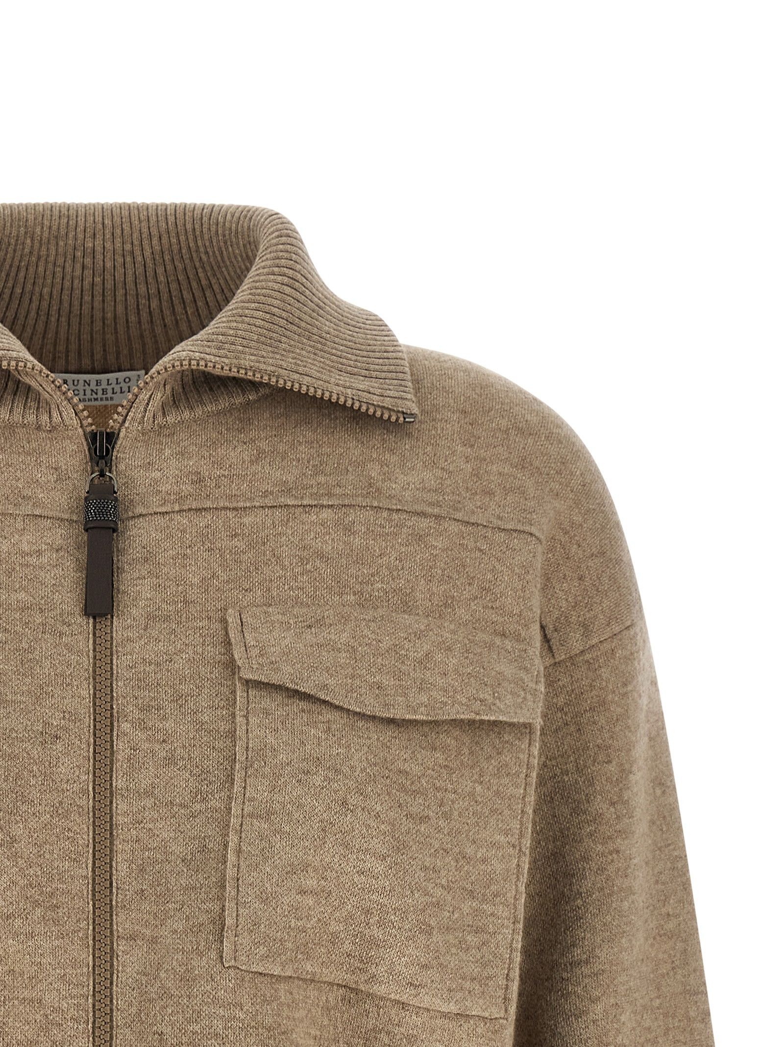 Brunello Cucinelli 'Shiny Zipper Pull' Wool Cardigan Size S / US 4 / IT 40 - 3 Thumbnail