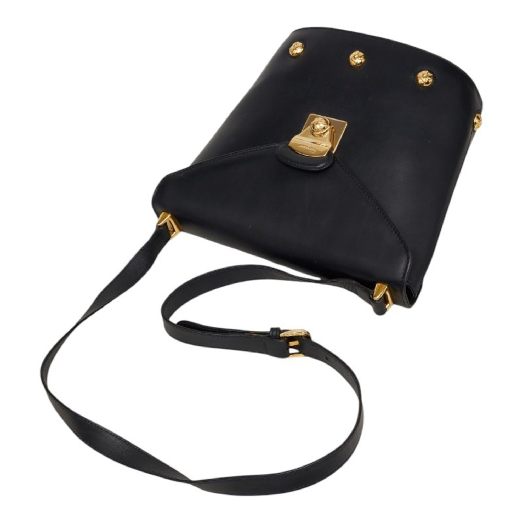 Salvatore Ferragamo Salvatore Ferragamo Studded Shoulder Bag, Black Leather, Women's Size ONE SIZE - 12 Thumbnail