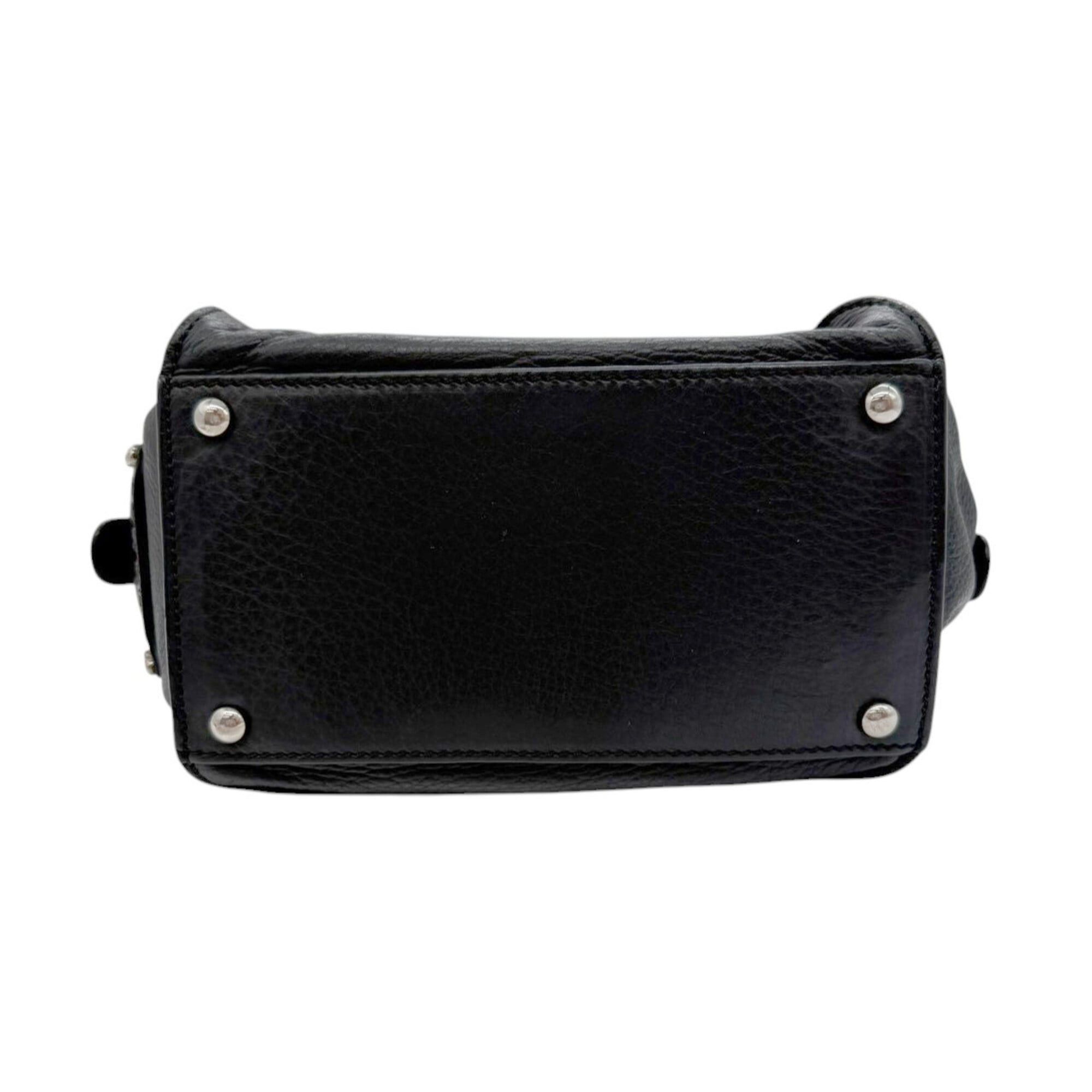 Chanel CHANEL Coco Mark Small Bowler Bag Handbag Leather Black Women's Size ONE SIZE - 5 Thumbnail