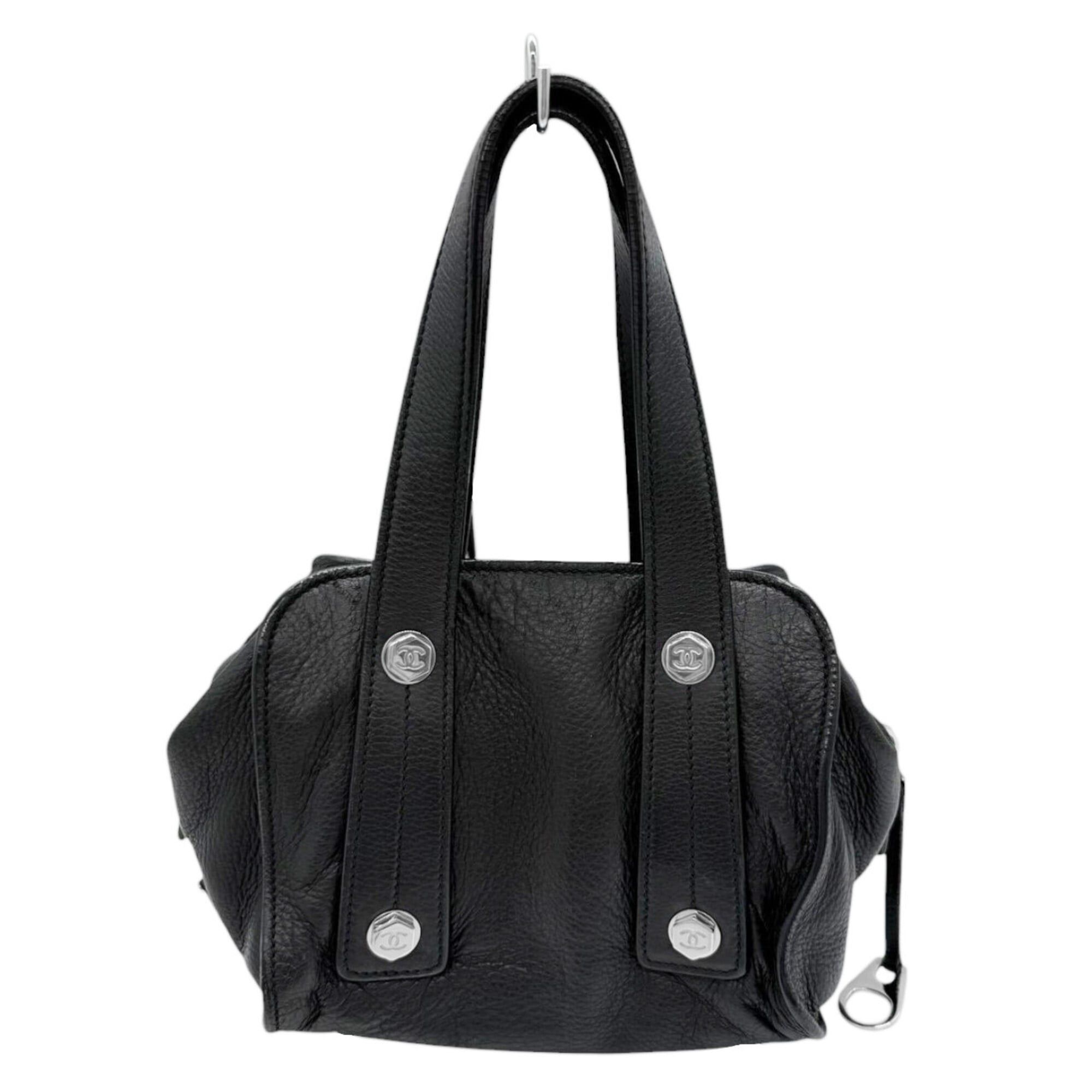 Chanel CHANEL Coco Mark Small Bowler Bag Handbag Leather Black Women's Size ONE SIZE - 2 Thumbnail