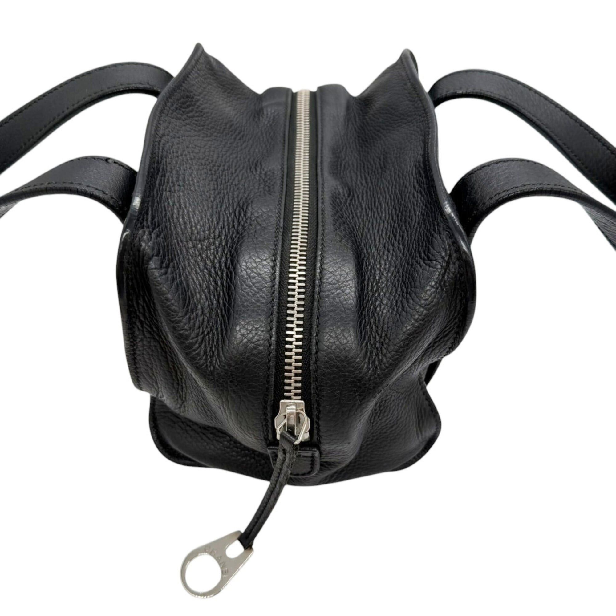 Chanel CHANEL Coco Mark Small Bowler Bag Handbag Leather Black Women's Size ONE SIZE - 6 Thumbnail