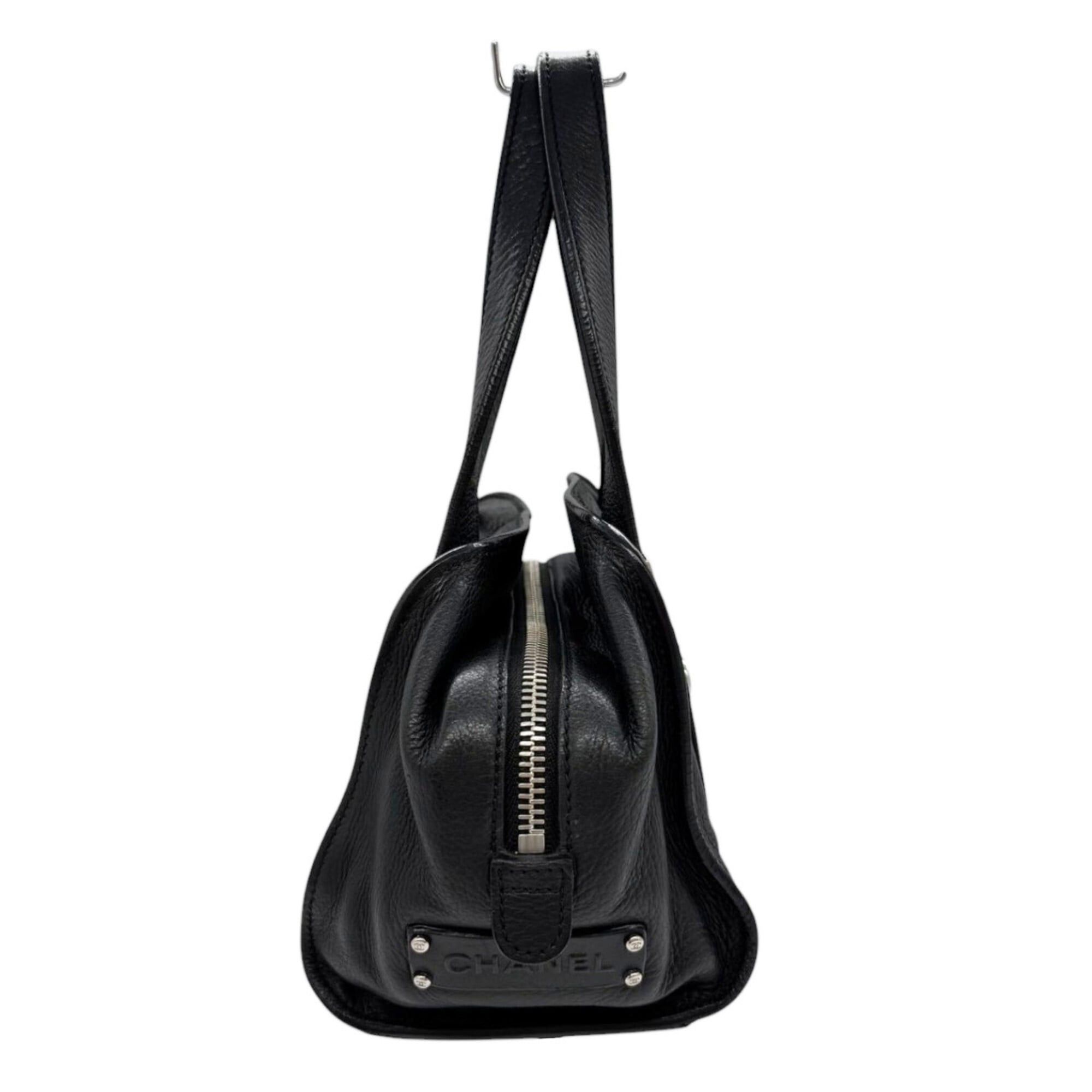 Chanel CHANEL Coco Mark Small Bowler Bag Handbag Leather Black Women's Size ONE SIZE - 3 Thumbnail