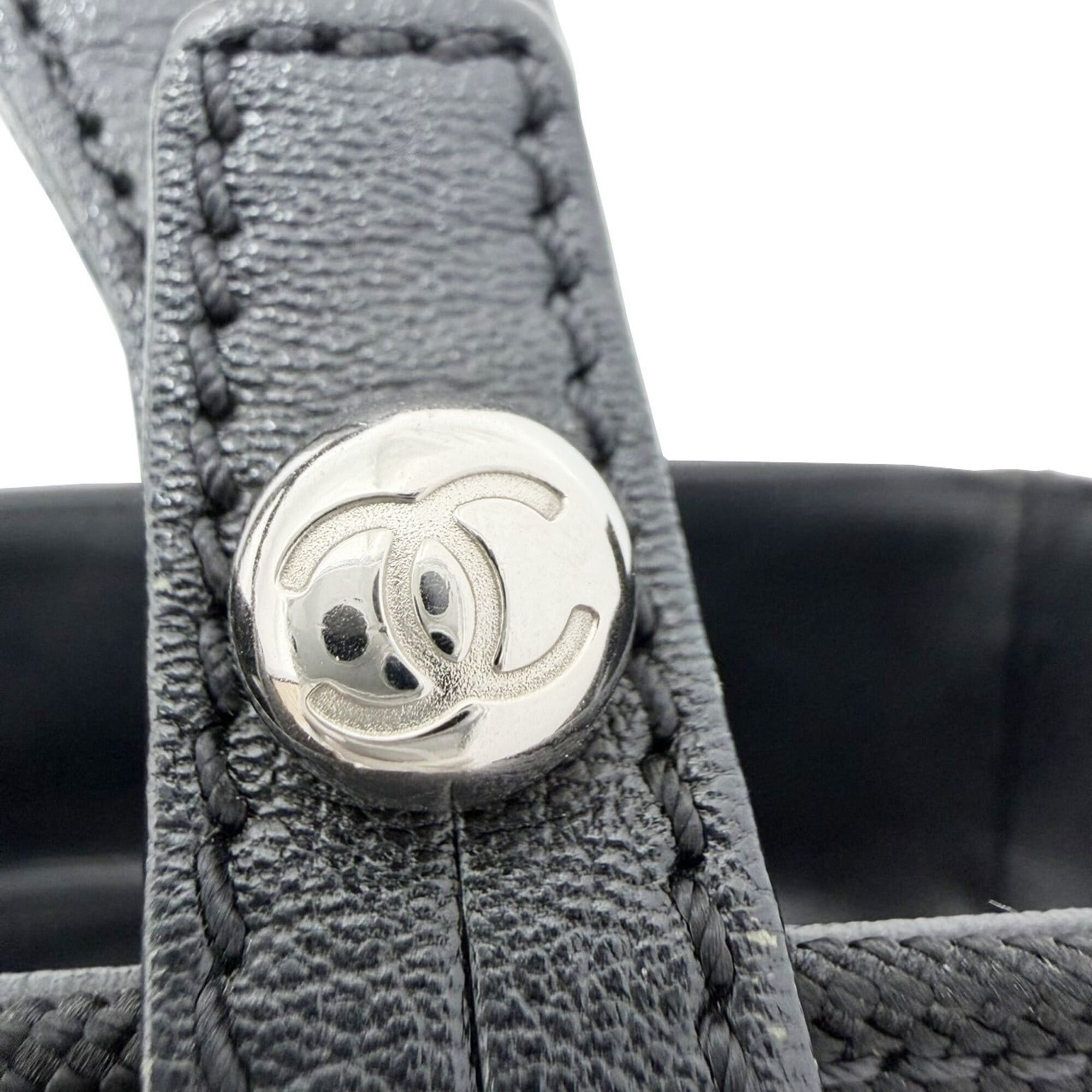 Chanel CHANEL Paris Biarritz PM Small Tote Bag, PVC Leather, Black, A34208, Women's Size ONE SIZE - 14 Thumbnail