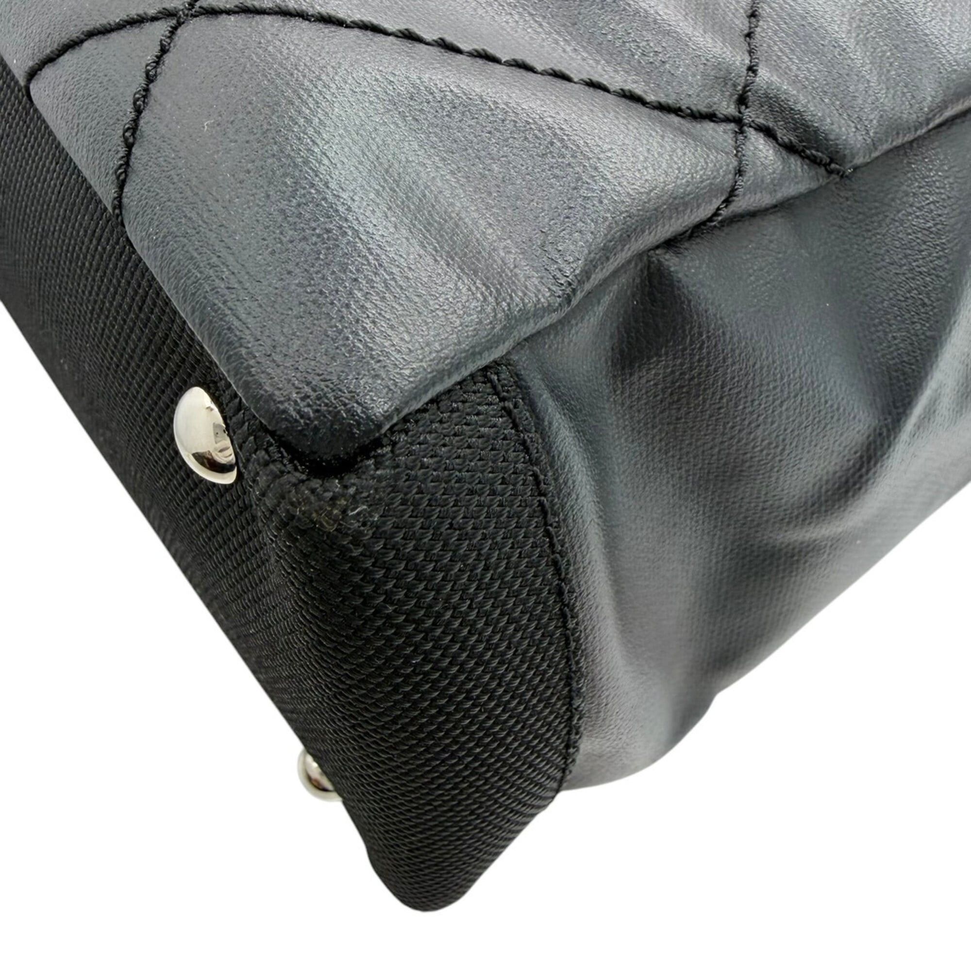 Chanel CHANEL Paris Biarritz PM Small Tote Bag, PVC Leather, Black, A34208, Women's Size ONE SIZE - 7 Thumbnail
