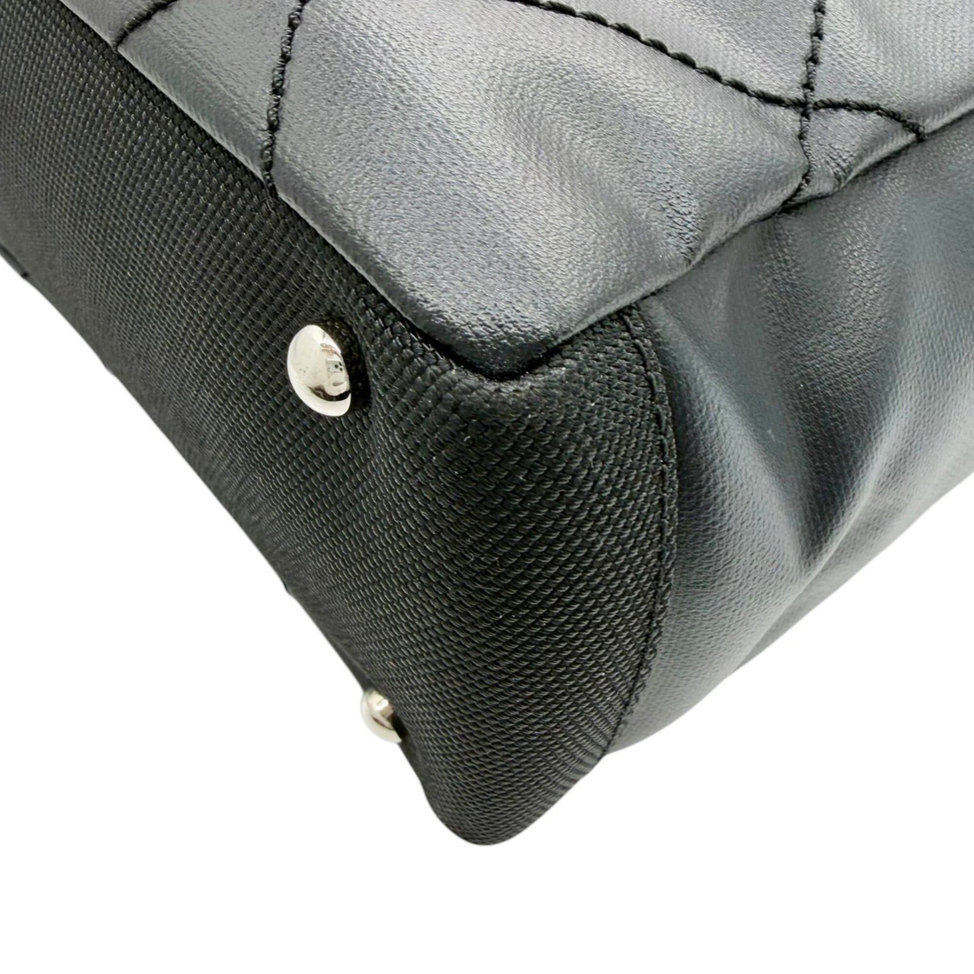 Chanel CHANEL Paris Biarritz PM Small Tote Bag, PVC Leather, Black, A34208, Women's Size ONE SIZE - 9 Thumbnail
