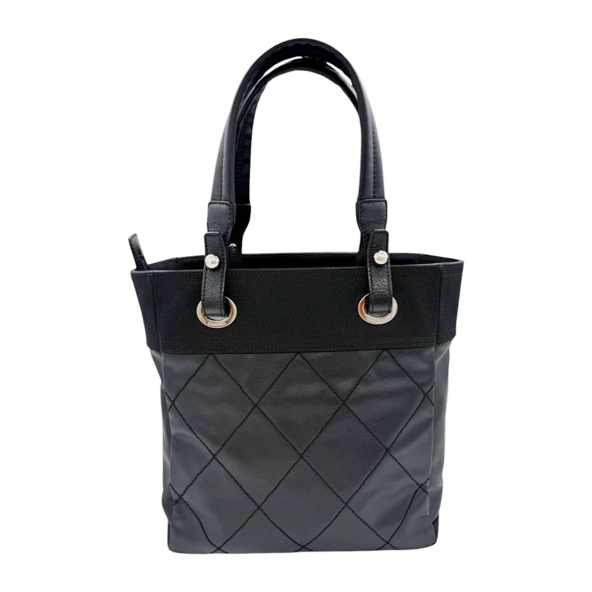Chanel CHANEL Paris Biarritz PM Small Tote Bag, PVC Leather, Black, A34208, Women's Size ONE SIZE - 2 Thumbnail