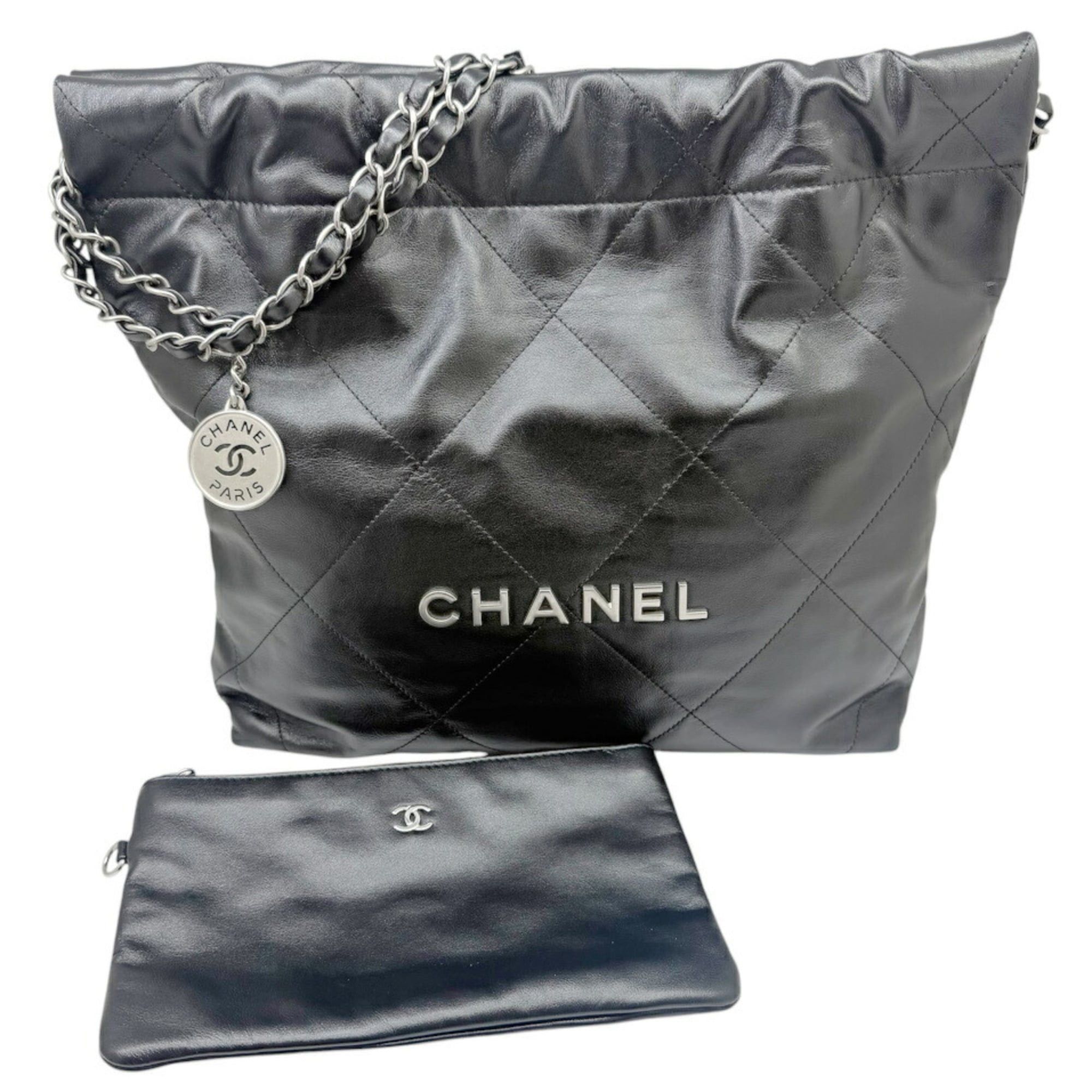 Chanel CHANEL Matelassé 22 Small Handbag, Calfskin, Black AS3260, Chain Tote, Women's Size ONE SIZE - 3 Thumbnail