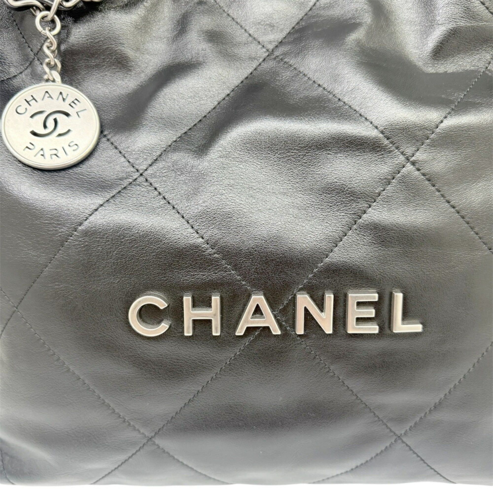 Chanel CHANEL Matelassé 22 Small Handbag, Calfskin, Black AS3260, Chain Tote, Women's Size ONE SIZE - 7 Thumbnail