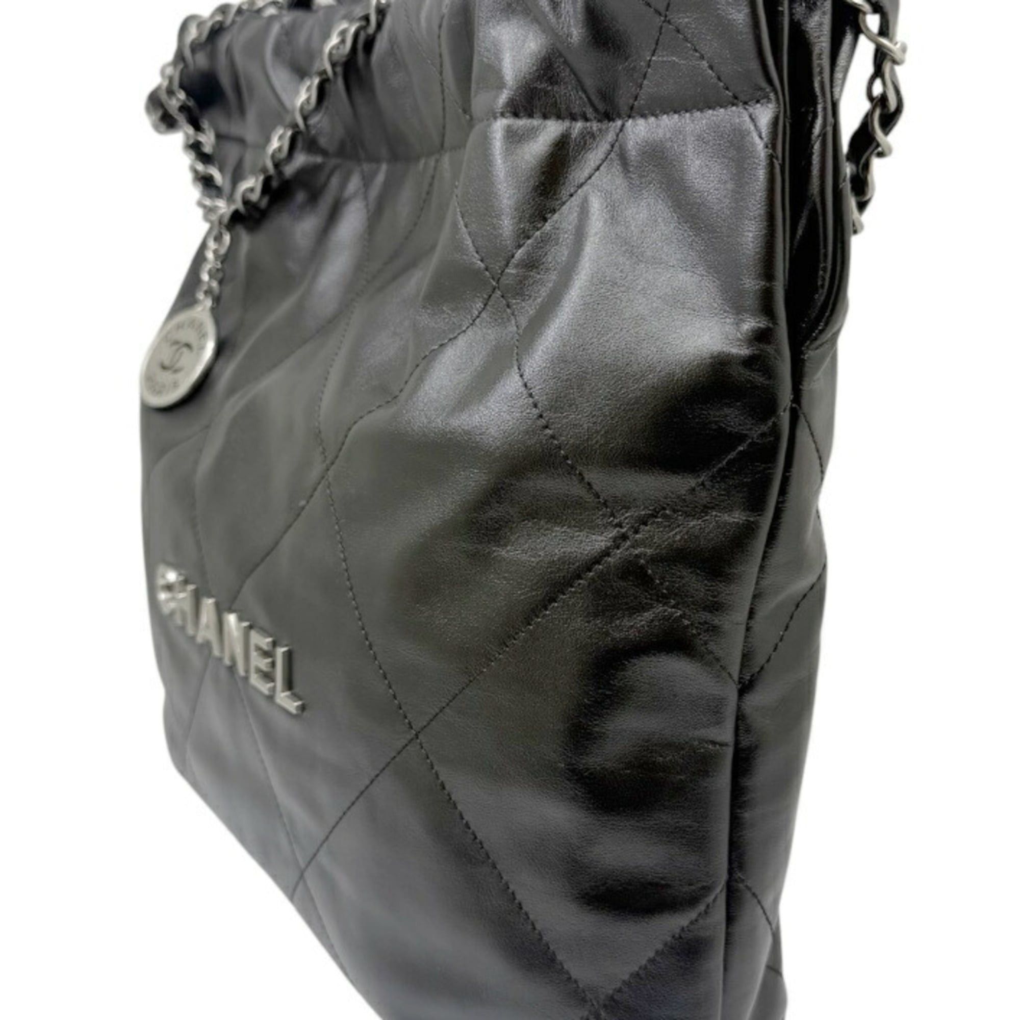 Chanel CHANEL Matelassé 22 Small Handbag, Calfskin, Black AS3260, Chain Tote, Women's Size ONE SIZE - 6 Thumbnail