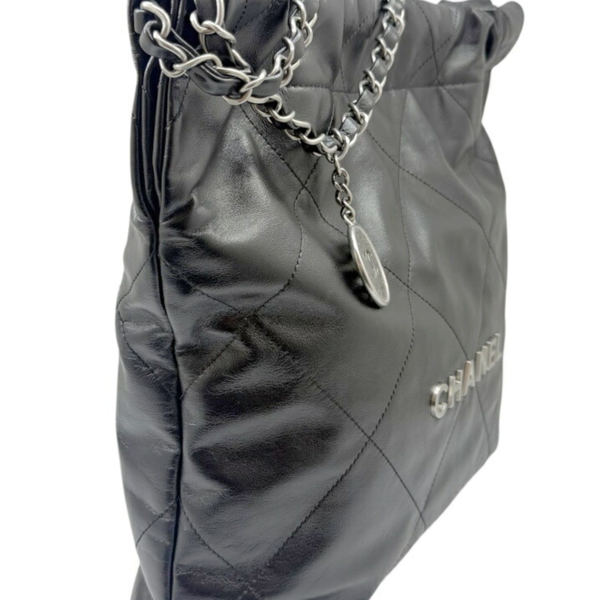 Chanel CHANEL Matelassé 22 Small Handbag, Calfskin, Black AS3260, Chain Tote, Women's Size ONE SIZE - 5 Thumbnail