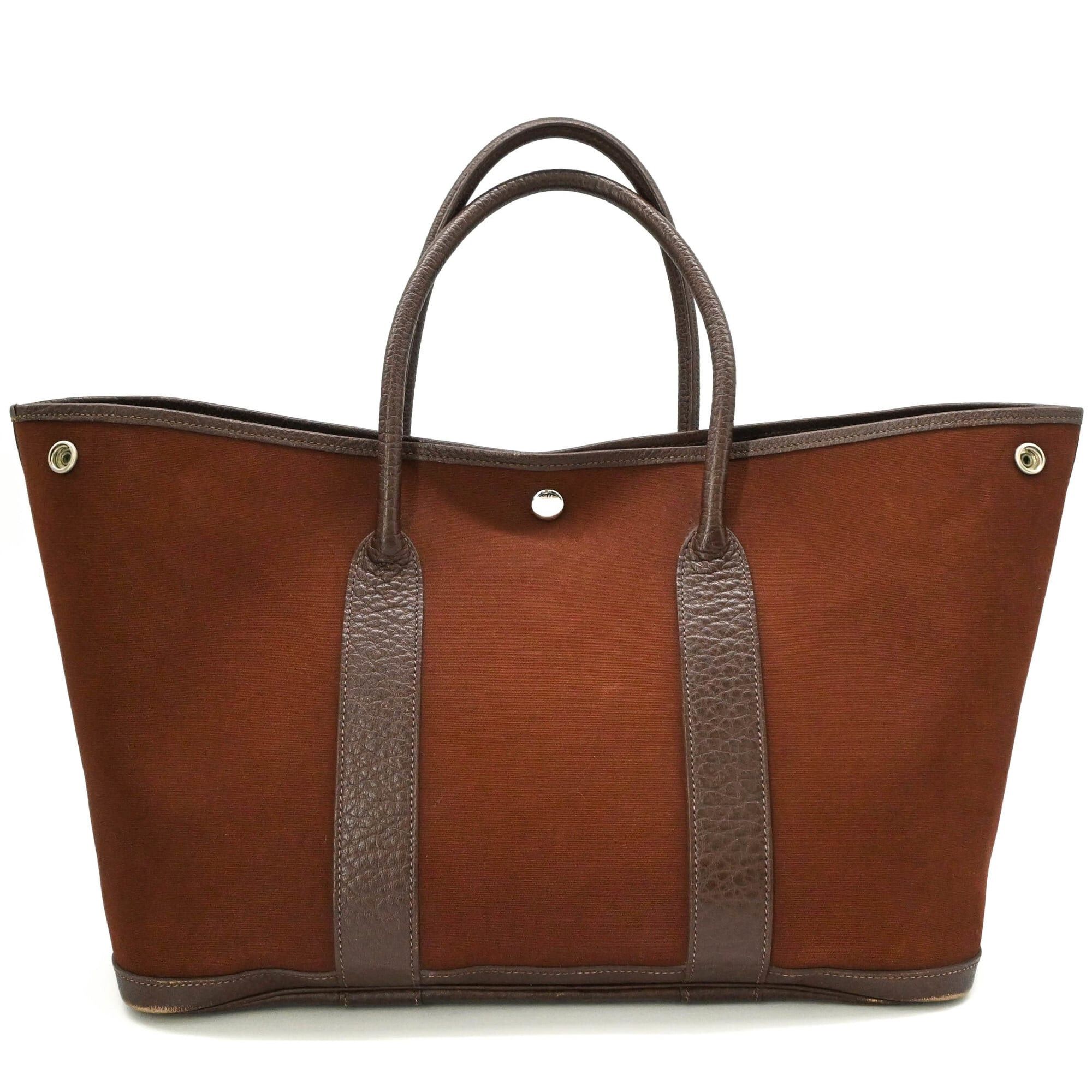 Hermes HERMES Garden PM 36 Handbag Tote Bag Toile Officier Canvas Brown Size ONE SIZE - 8 Thumbnail