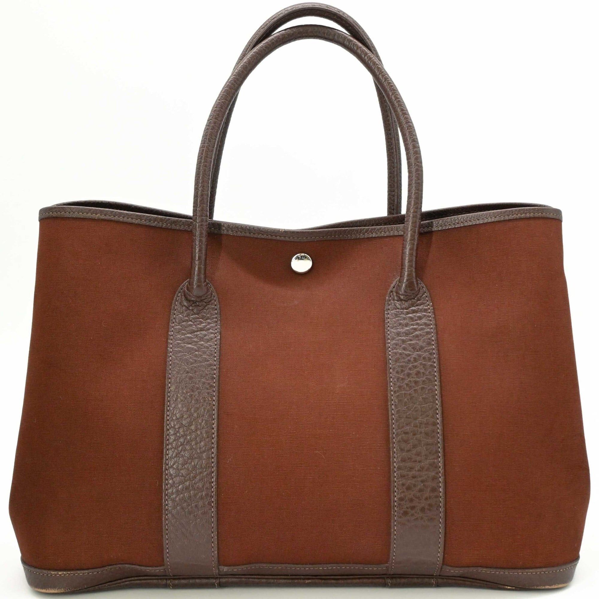 Hermes HERMES Garden PM 36 Handbag Tote Bag Toile Officier Canvas Brown Size ONE SIZE - 2 Thumbnail