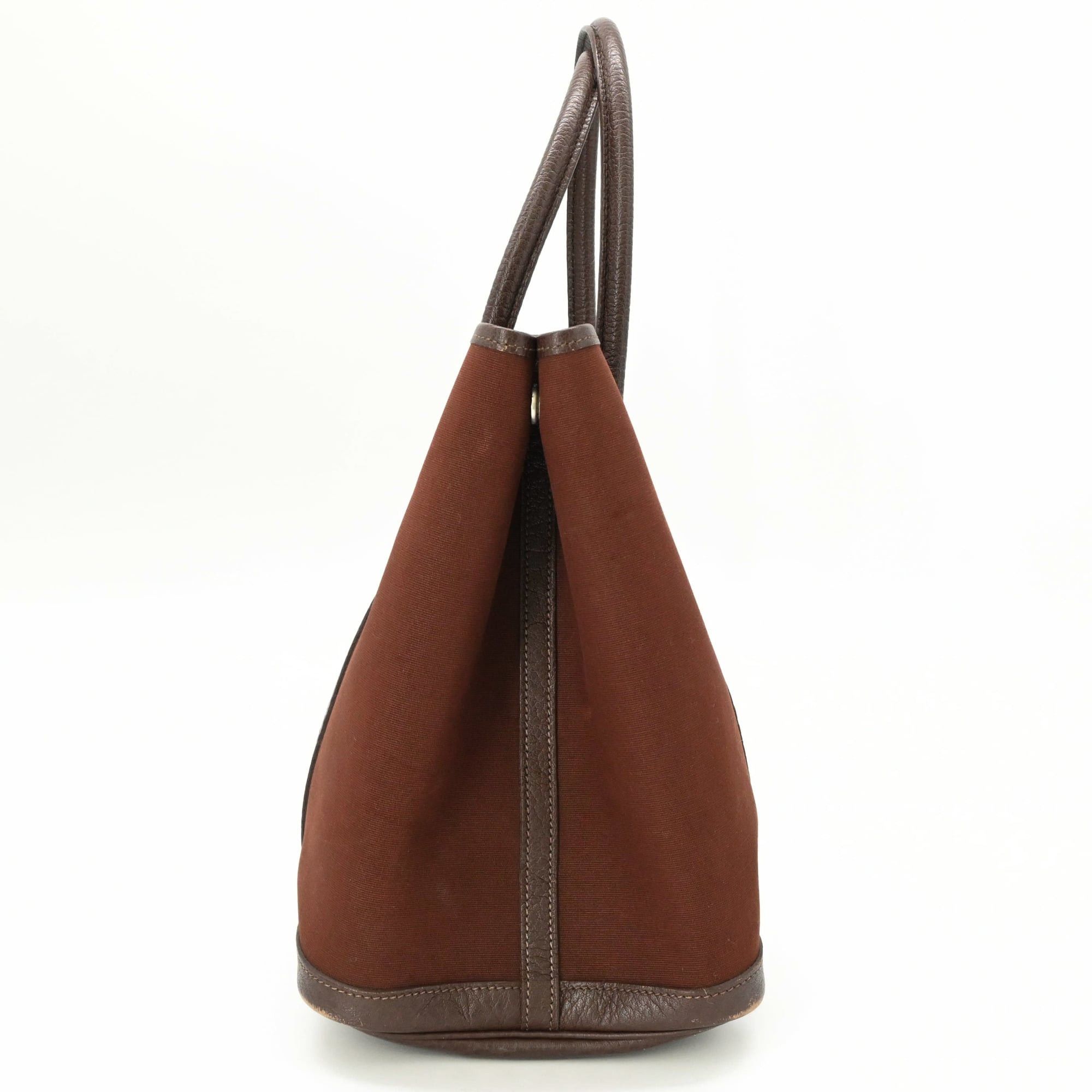 Hermes HERMES Garden PM 36 Handbag Tote Bag Toile Officier Canvas Brown Size ONE SIZE - 4 Thumbnail