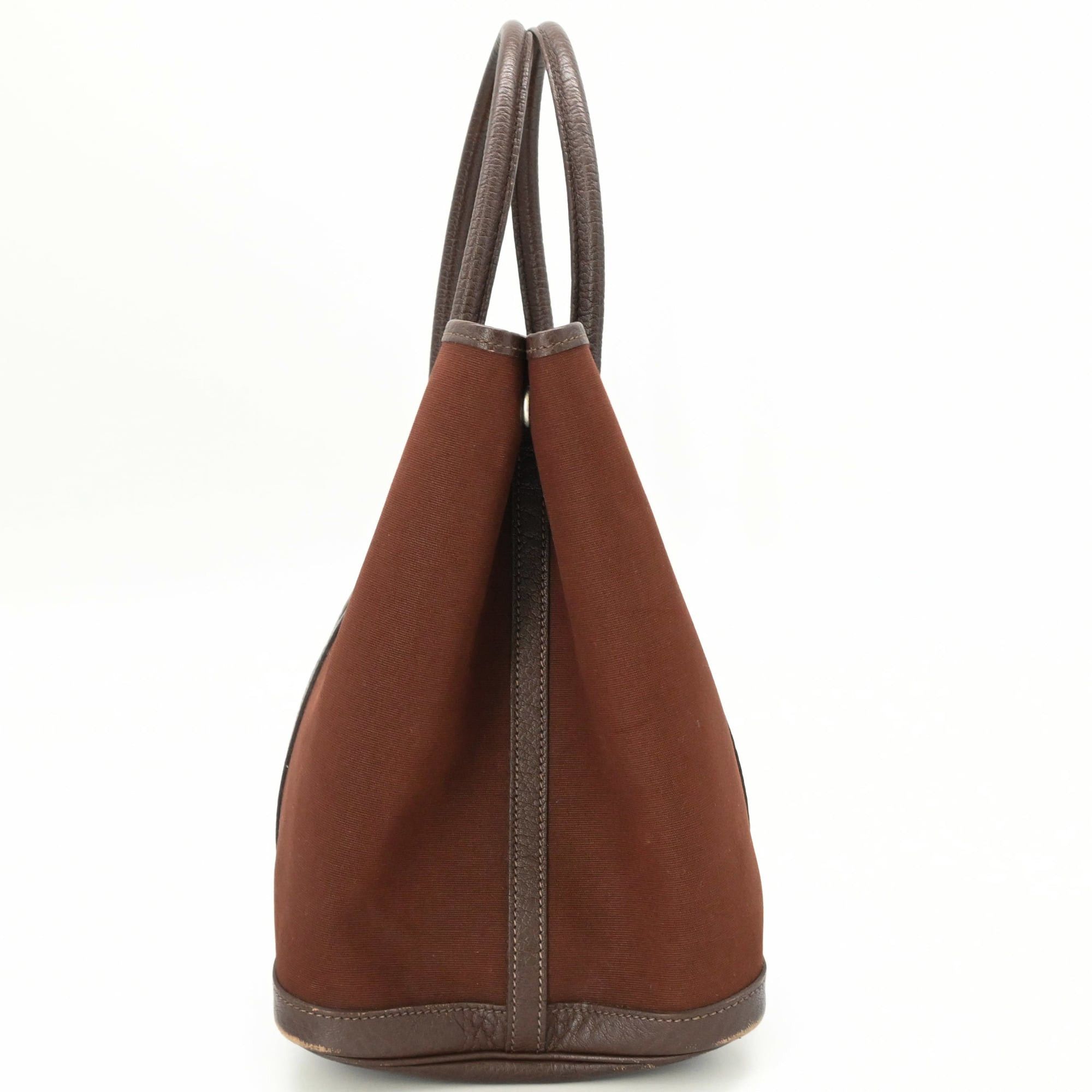 Hermes HERMES Garden PM 36 Handbag Tote Bag Toile Officier Canvas Brown Size ONE SIZE - 3 Thumbnail
