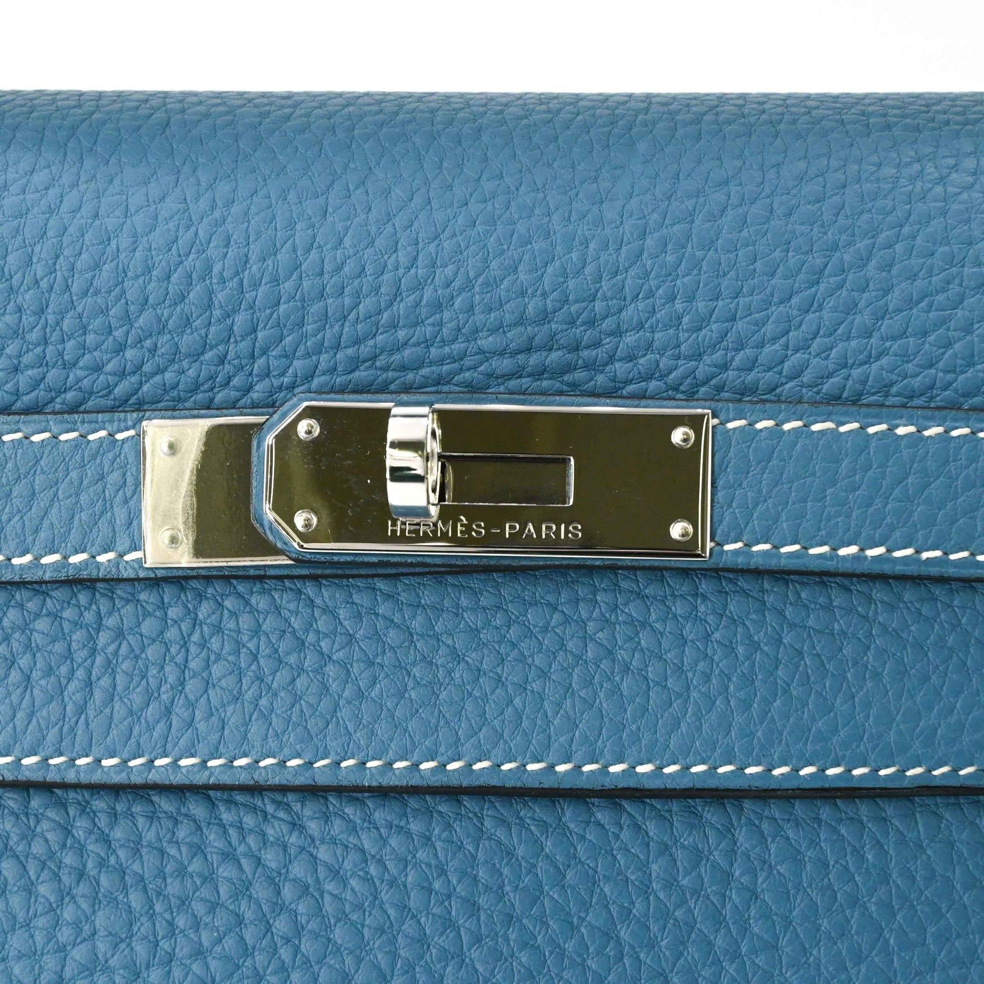 Hermes HERMES Kelly 28 Handbag Tote Bag, Taurillon Clemence Leather, Women's, Blue Jean Size ONE SIZE - 7 Thumbnail