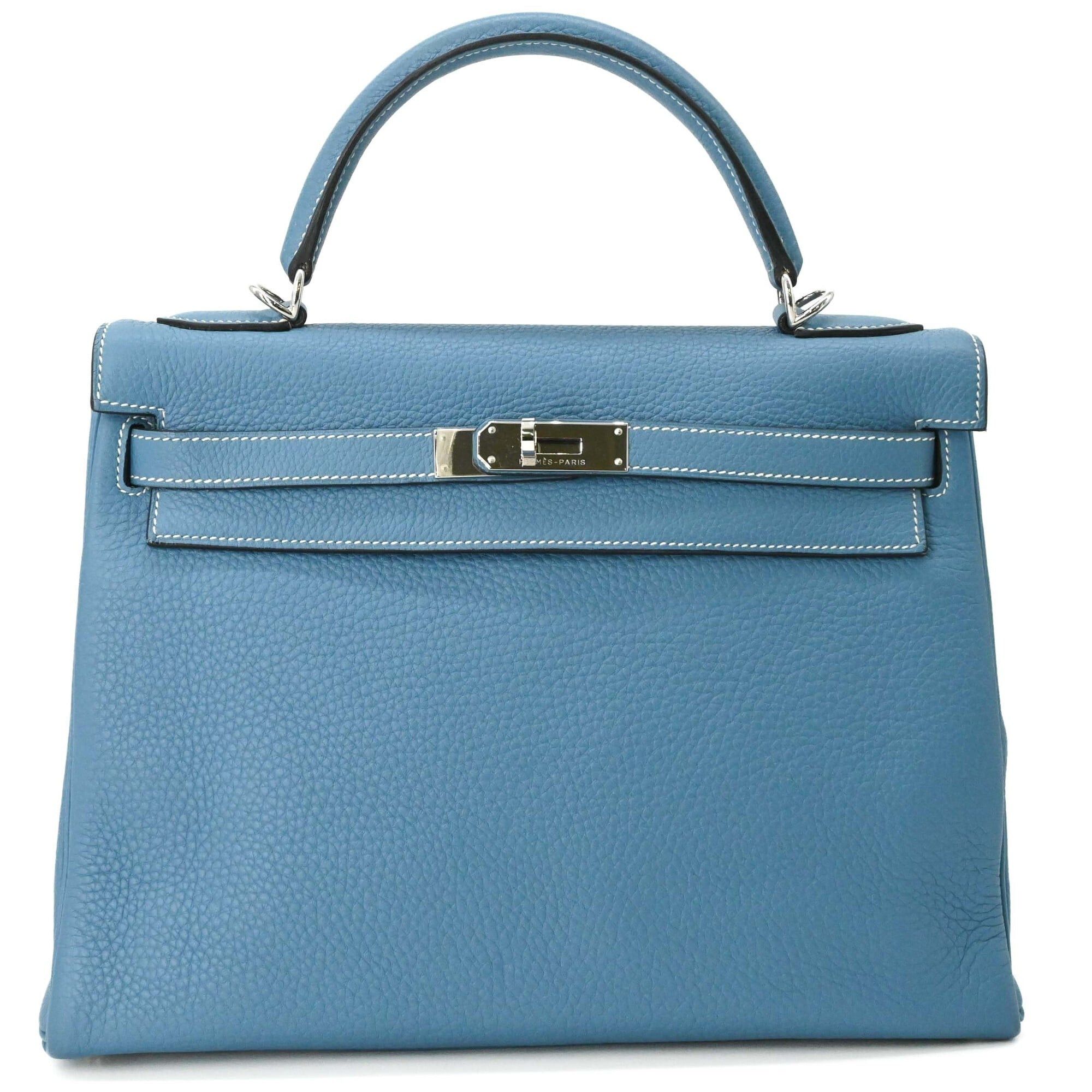 Hermes HERMES Kelly 28 Handbag Tote Bag, Taurillon Clemence Leather, Women's, Blue Jean Size ONE SIZE - 2 Thumbnail
