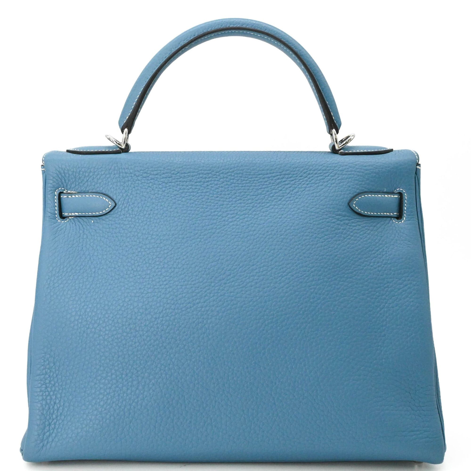 Hermes HERMES Kelly 28 Handbag Tote Bag, Taurillon Clemence Leather, Women's, Blue Jean Size ONE SIZE - 3 Thumbnail