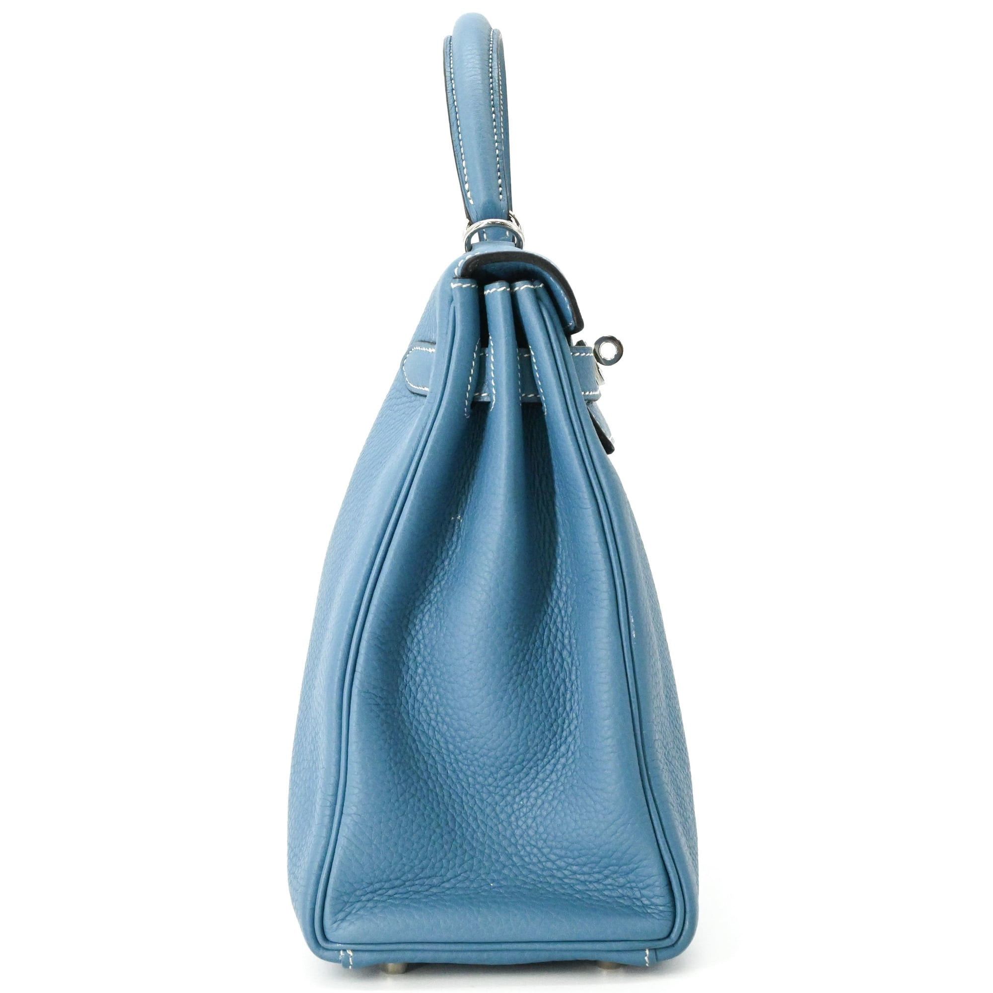 Hermes HERMES Kelly 28 Handbag Tote Bag, Taurillon Clemence Leather, Women's, Blue Jean Size ONE SIZE - 5 Thumbnail