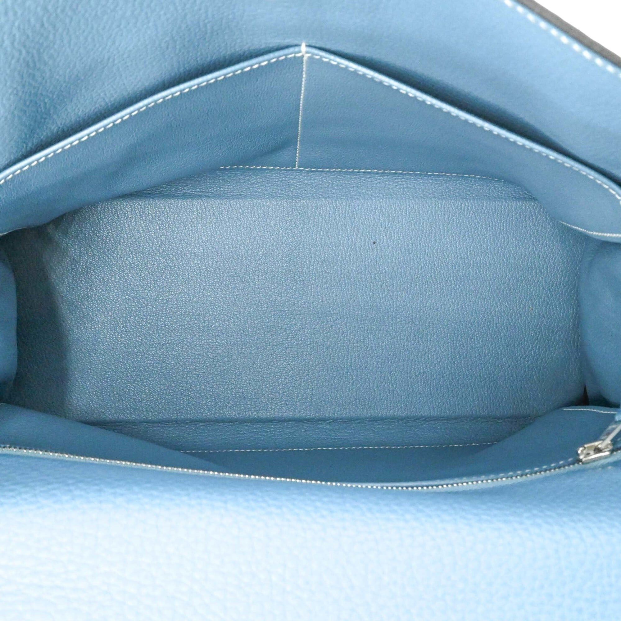 Hermes HERMES Kelly 28 Handbag Tote Bag, Taurillon Clemence Leather, Women's, Blue Jean Size ONE SIZE - 14 Thumbnail