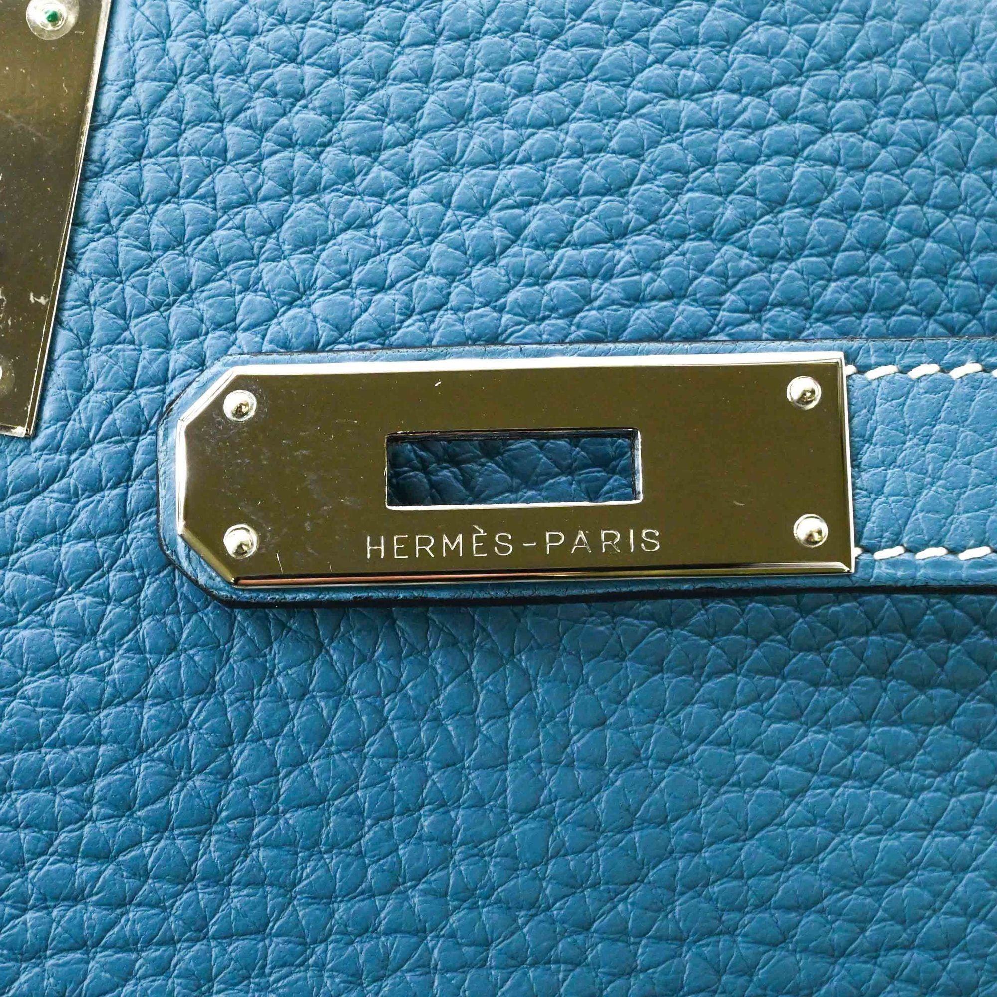 Hermes HERMES Kelly 28 Handbag Tote Bag, Taurillon Clemence Leather, Women's, Blue Jean Size ONE SIZE - 13 Thumbnail