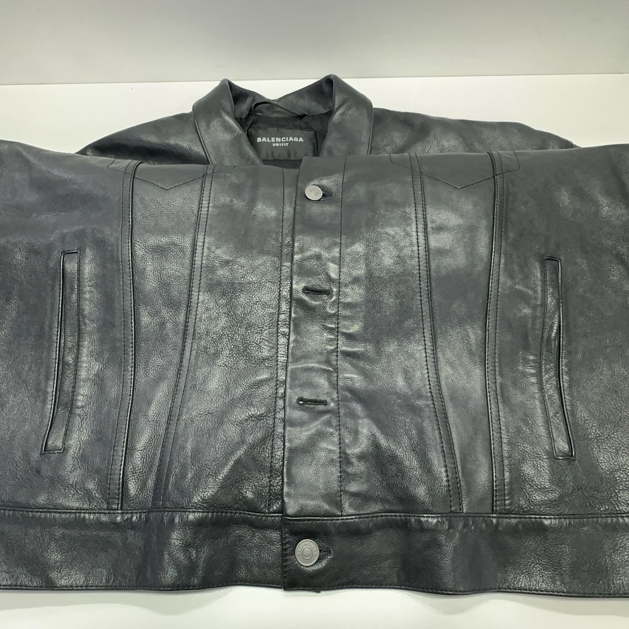 Balenciaga Balenciaga Grainy Leather Denim Style Jacket Size S Size US S / EU 44-46 / 1 - 7 Thumbnail