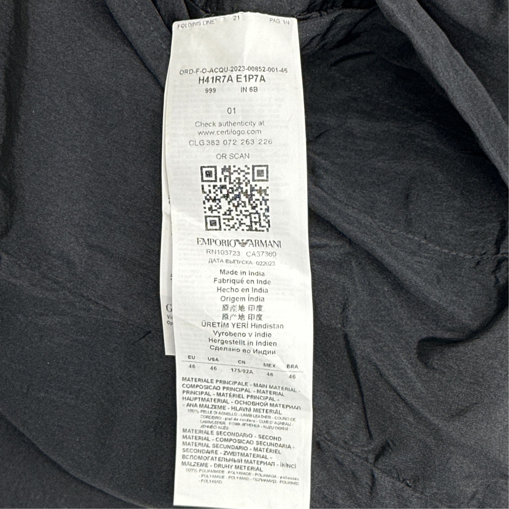 Emporio Armani Emporio Armani Logo Hooded Leather Jacket Size S Size US S / EU 44-46 / 1 - 3 Thumbnail