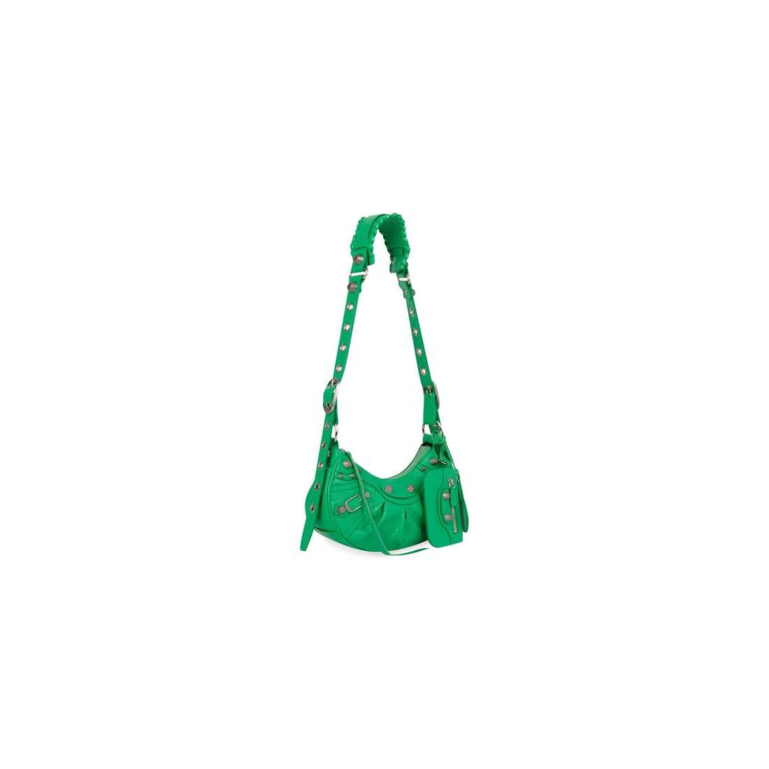 Balenciaga Le Cagole XS Shoulder Bag in GREEN Arena lambskin, aged silver hardware Size ONE SIZE - 3 Thumbnail