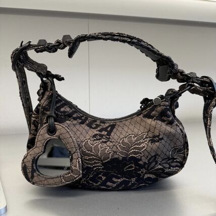 Balenciaga le cagole xs shoulder bag in black dentelle and beige nappa lambskin Size ONE SIZE - 5 Thumbnail