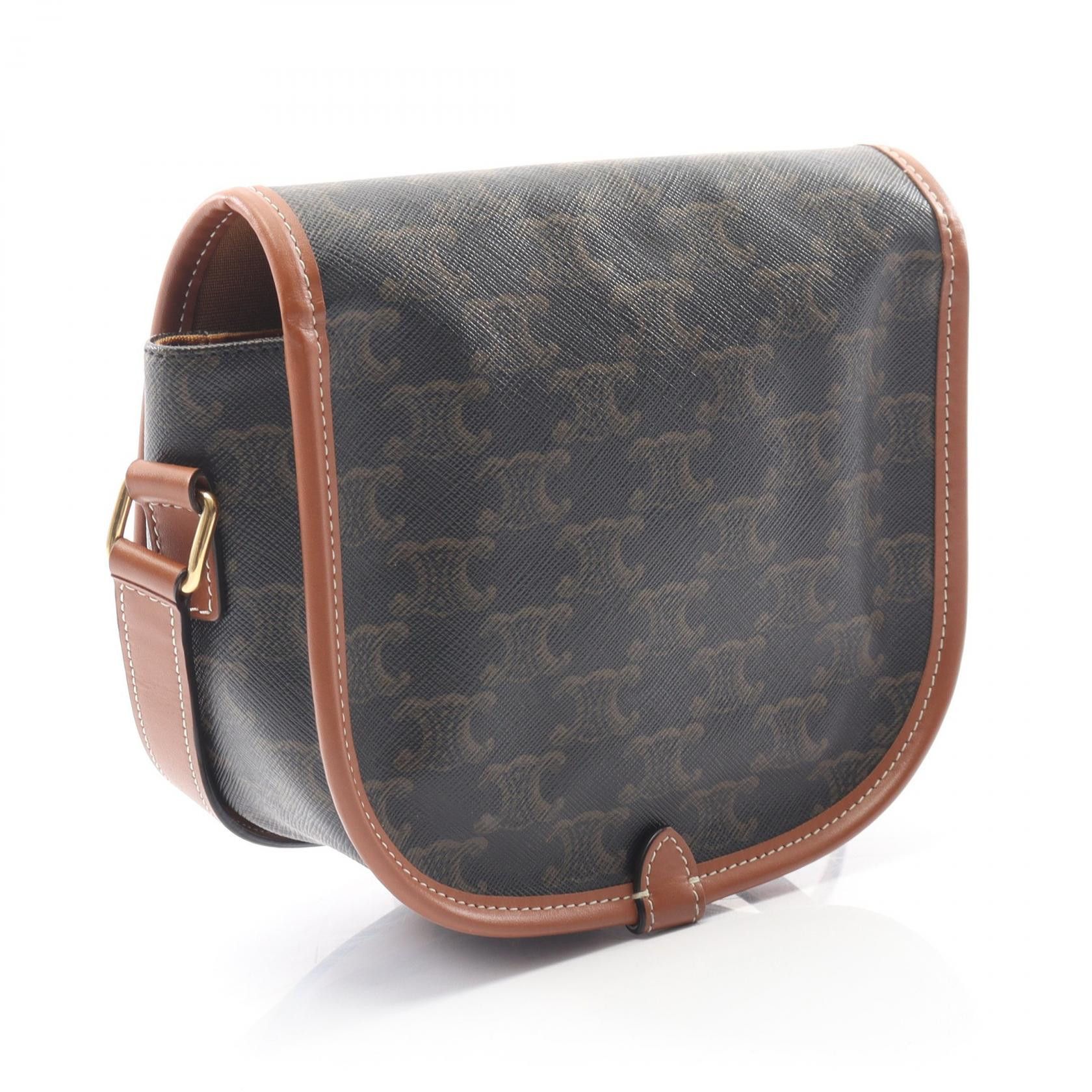 Celine Celine CELINE Folco Medium Bag Triomphe Coated Canvas Shoulder Bag Leather Shoulder Bag DUTY FREE for USA Size ONE SIZE - 2 Thumbnail