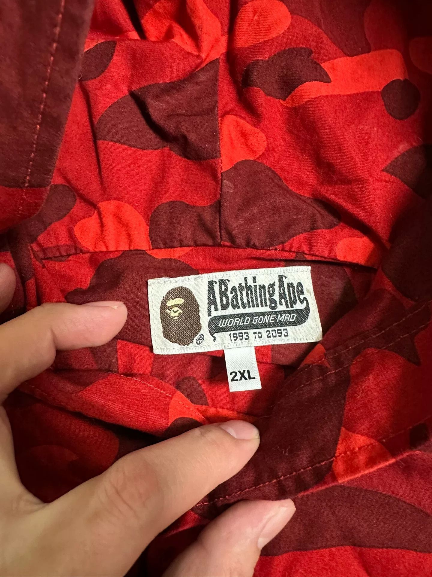 Bape Bape Red Camo Shark Shirt Jacket Size XXL Size US XXL / EU 58 / 5 - 7 Thumbnail