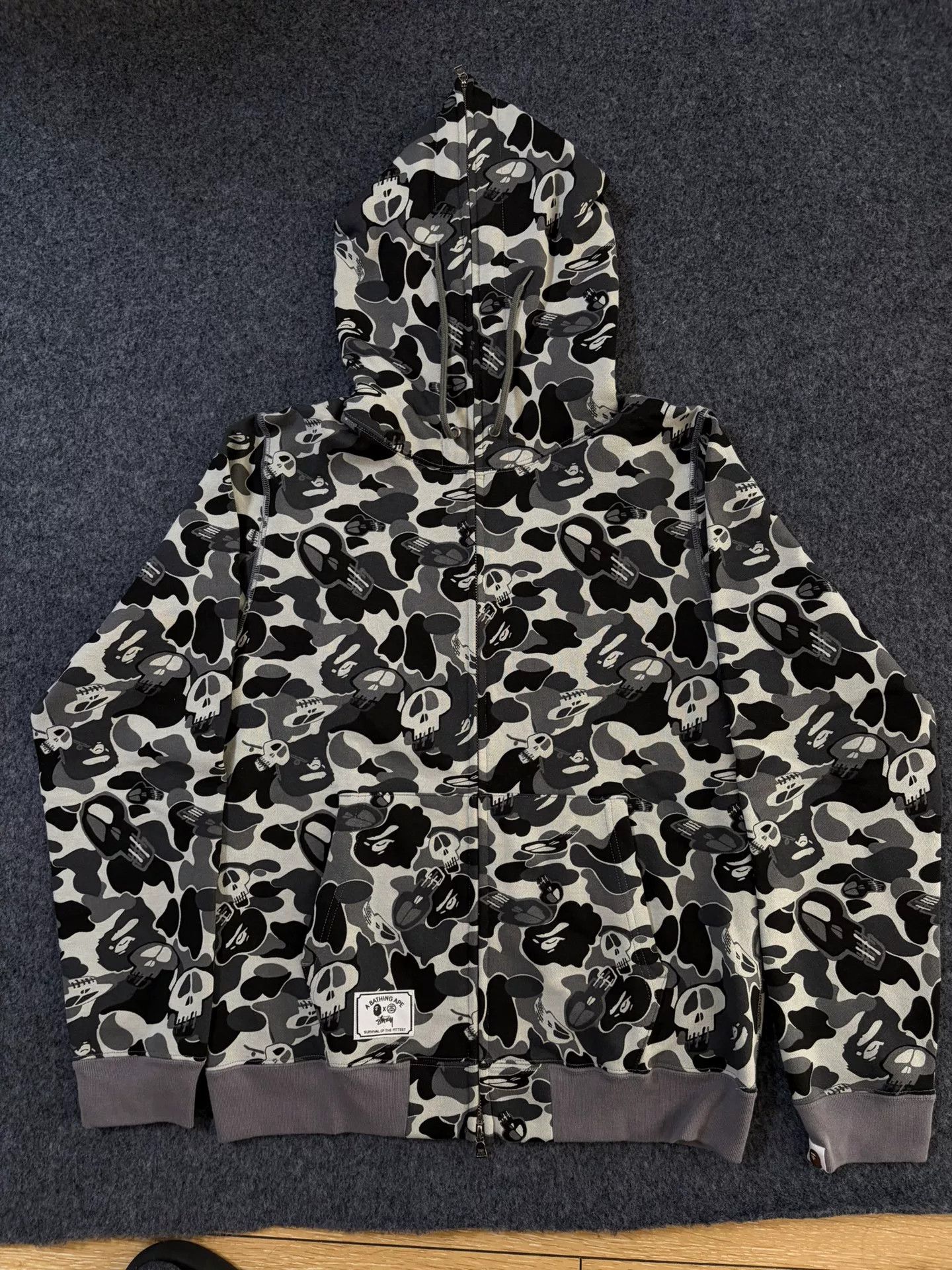 Bape × Stussy A Bathing Ape x Stussy Camo Skull Hoodie Size M Size US M / EU 48-50 / 2 - 2 Thumbnail